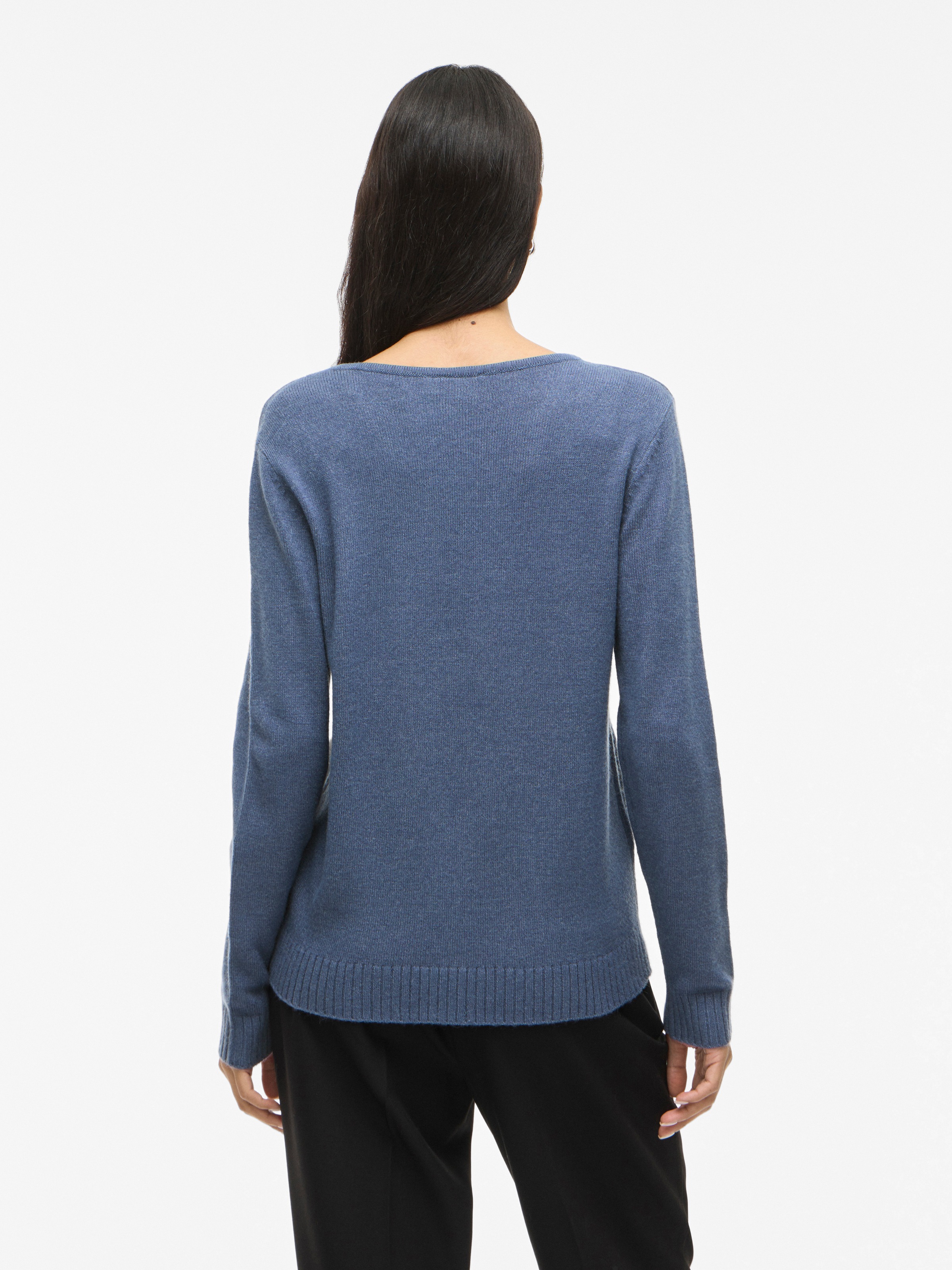 Vila Pull à Col En V Ril Vintage Indigo / Dark Melange M Femme 4