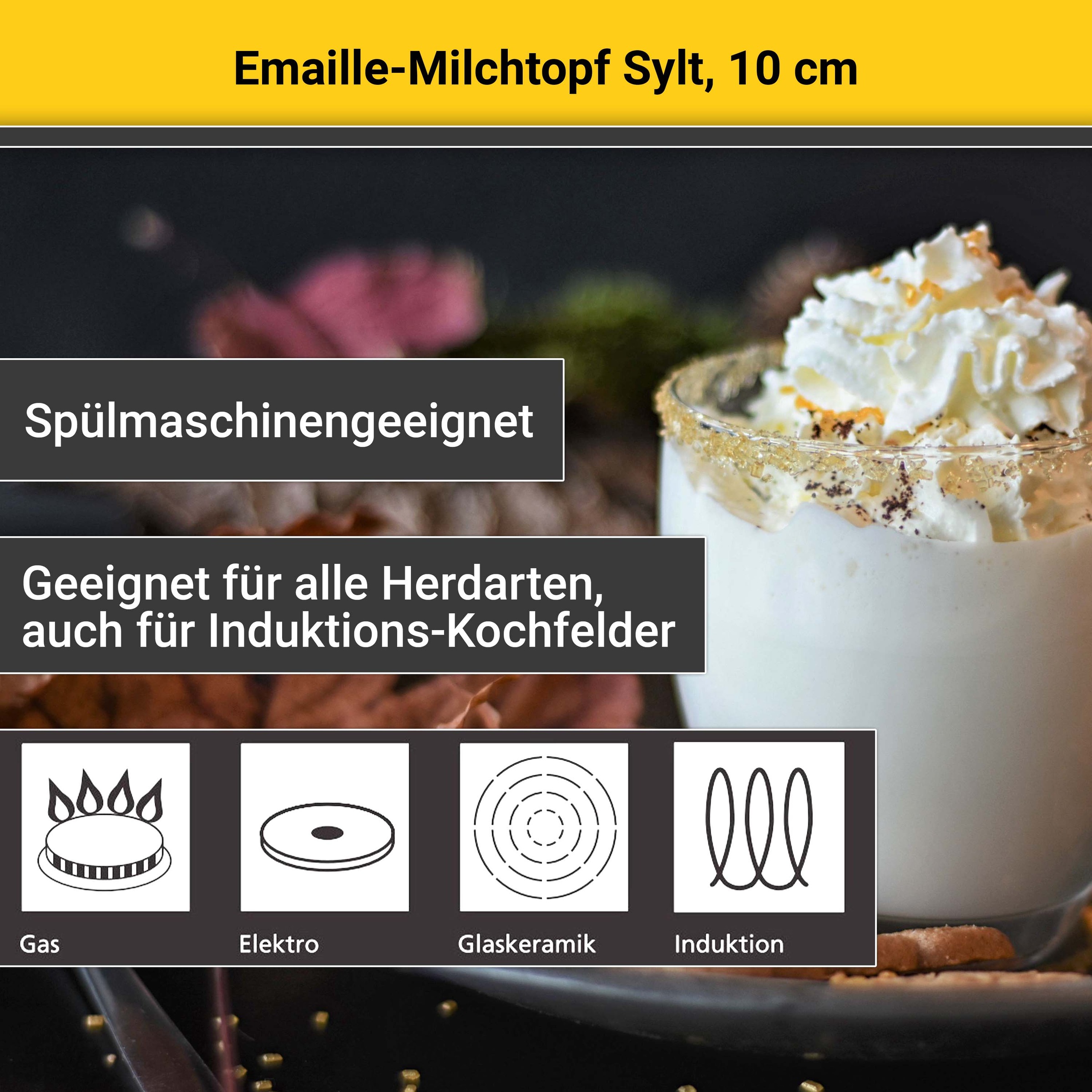 Krüger Milchtopf »Sylt«, Emaille, (1 tlg.), Induktion