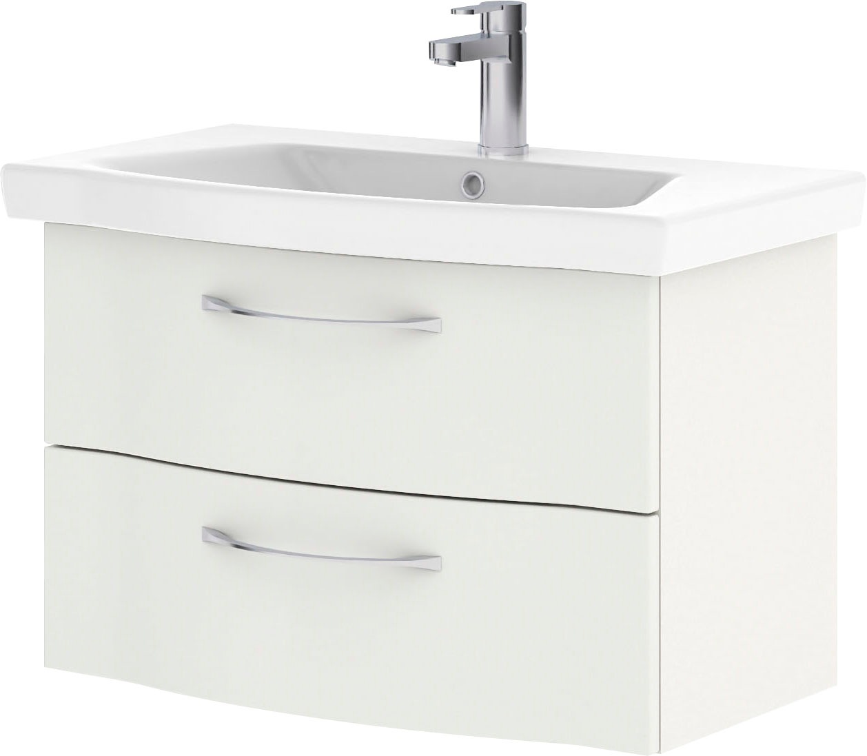 Saphir Badmöbel-Set »6005 Sprint 4-teilig, Keramik-Waschtisch mit LED-Spiegelschrank«, (5 St.), Unterschrank, Midischrank, inkl. Türdämpfer, 4 Türen, 5 Schubladen