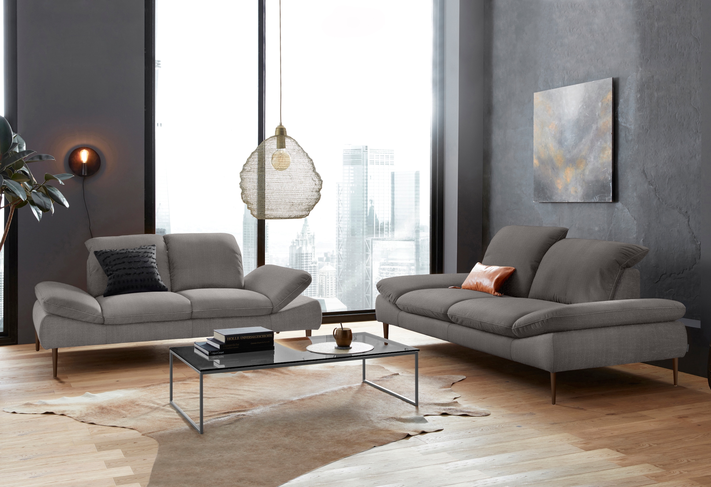 W.SCHILLIG 2-Sitzer »enjoy&MORE« Sitztiefenverstellung, Füße bronze pulverbeschichtet, Breite 202 cm