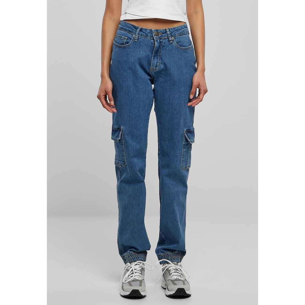 URBAN CLASSICS Stoffhose »Urban Classics Damen Ladies Organic Stretch Denim Cargo Pants«, (1 tlg.)