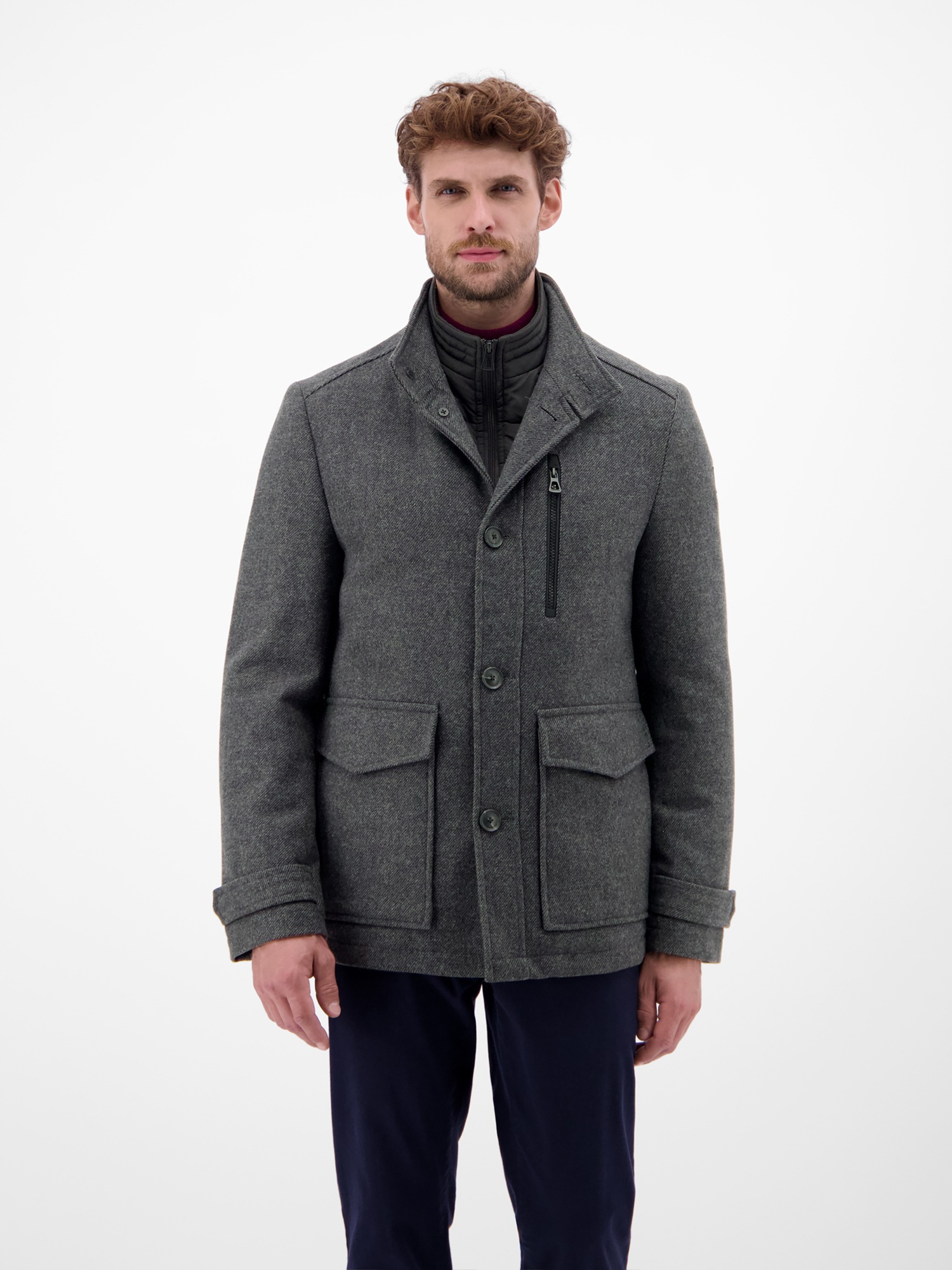 LERROS Outdoorjacke »LERROS Herren Wolljacke«, ohne Kapuze, Keine Angabe