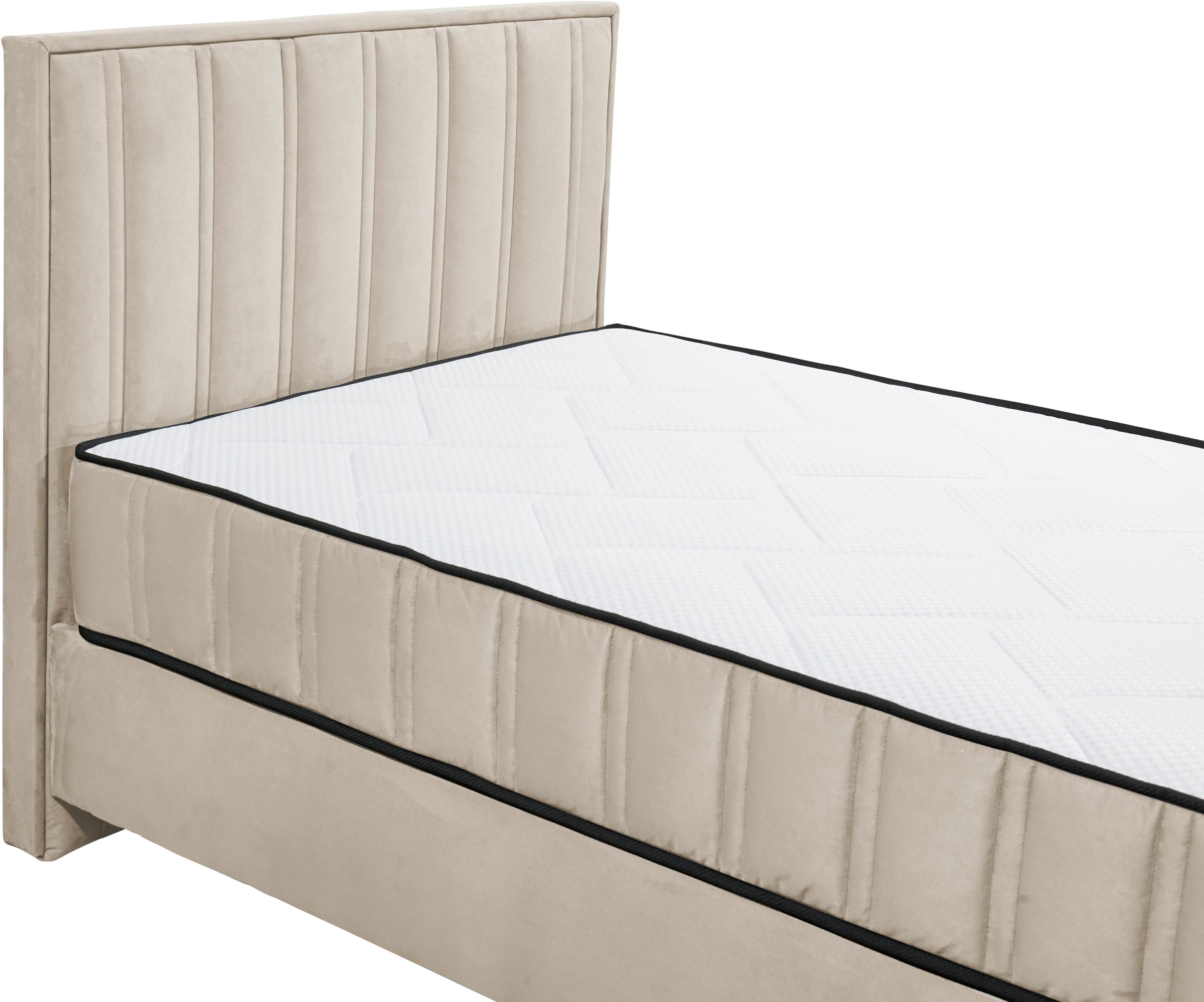 ED EXCITING DESIGN Boxbett »Monroe inkl. Bettkasten, erhältlich in den Breiten 120cm & 140cm«, Duo-Matratze - feste Seite mit Kokosmatte