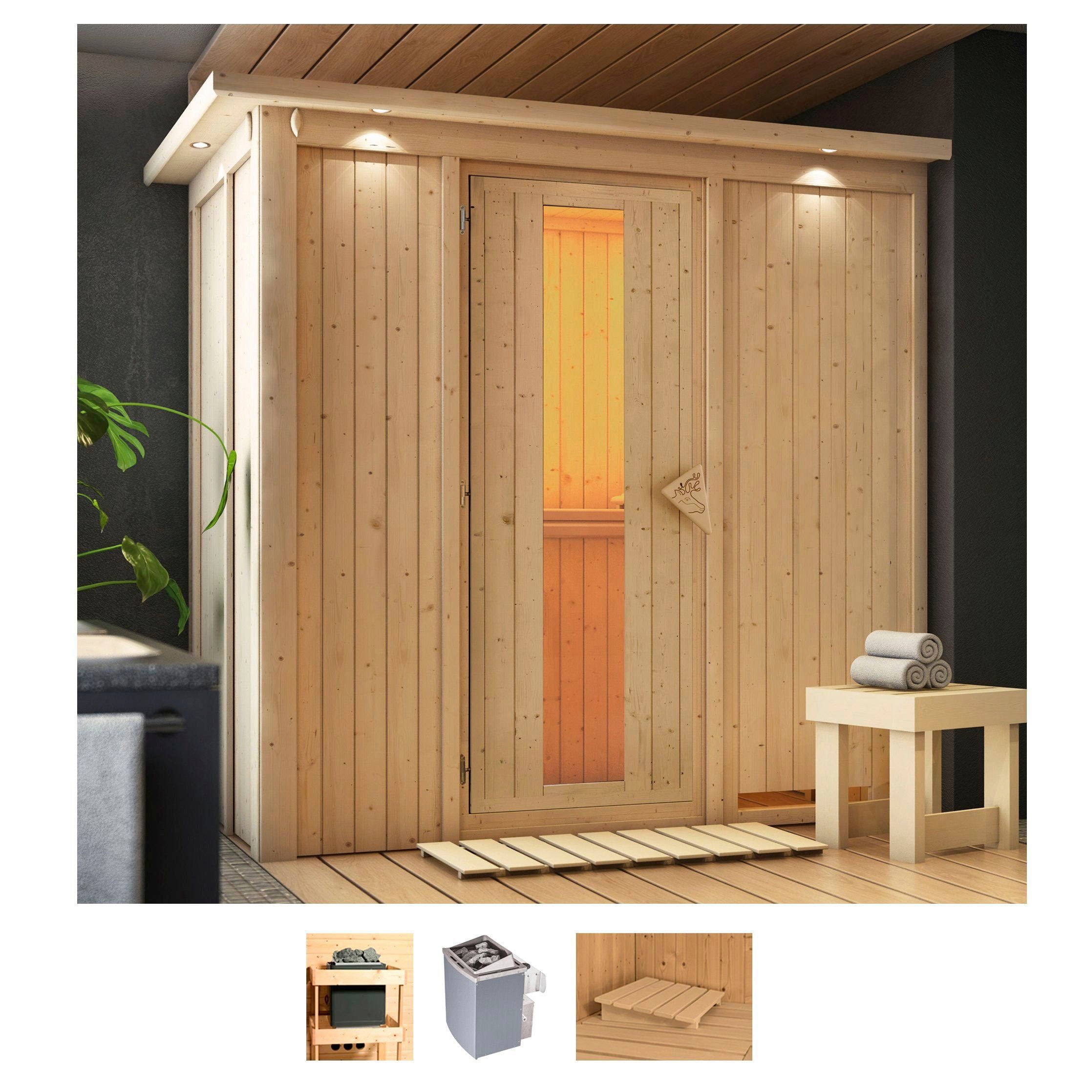 Karibu Sauna "Vada" Set, Ofen 9 kW integr. Strg