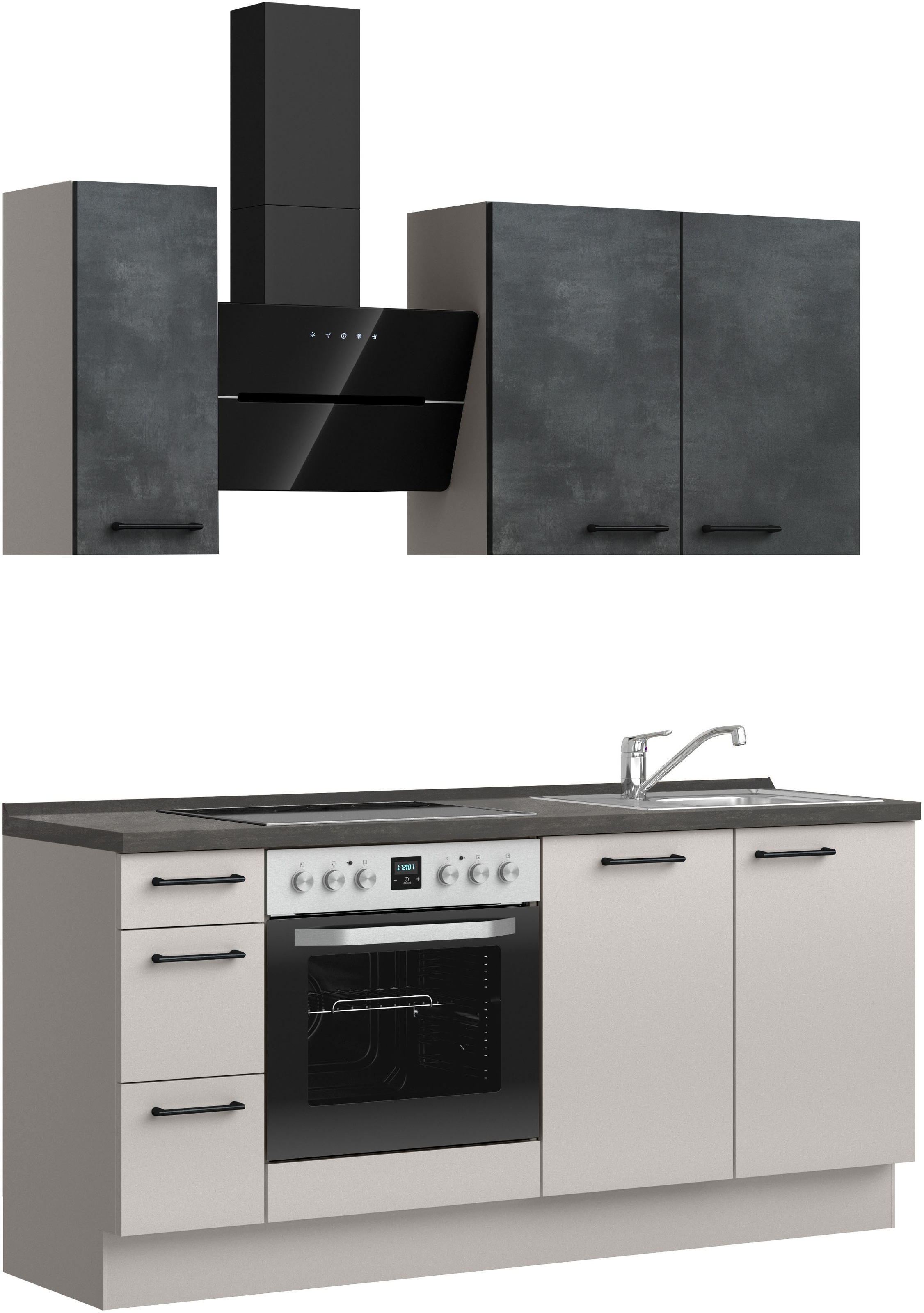 nobilia® Küchenzeile »"MIAMI", NEU: individuell anpassbar mit gratis Profi-Beratung« vormontiert, Breite 180 cm, Ausrichtung wählbar, wahlw. mit E-Geräten