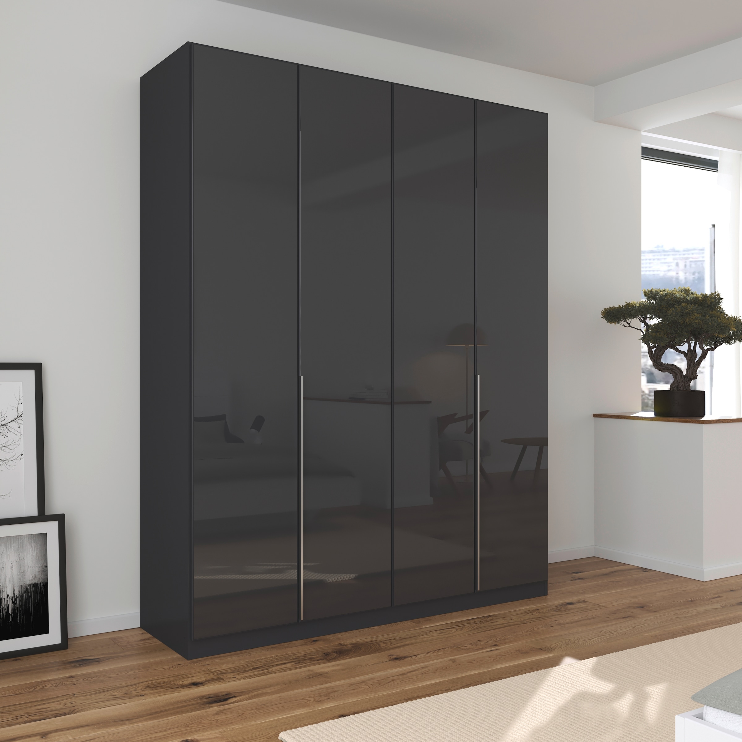 rauch Drehtürenschrank »Kleiderschrank Kleiderschränke Schrank Garderobe AGORDO mit Glasfront«, (in zwei Griff-Farben), durchdachte Innenausstattung, in 6 Breiten und 2 Höhen MADE IN GERMANY