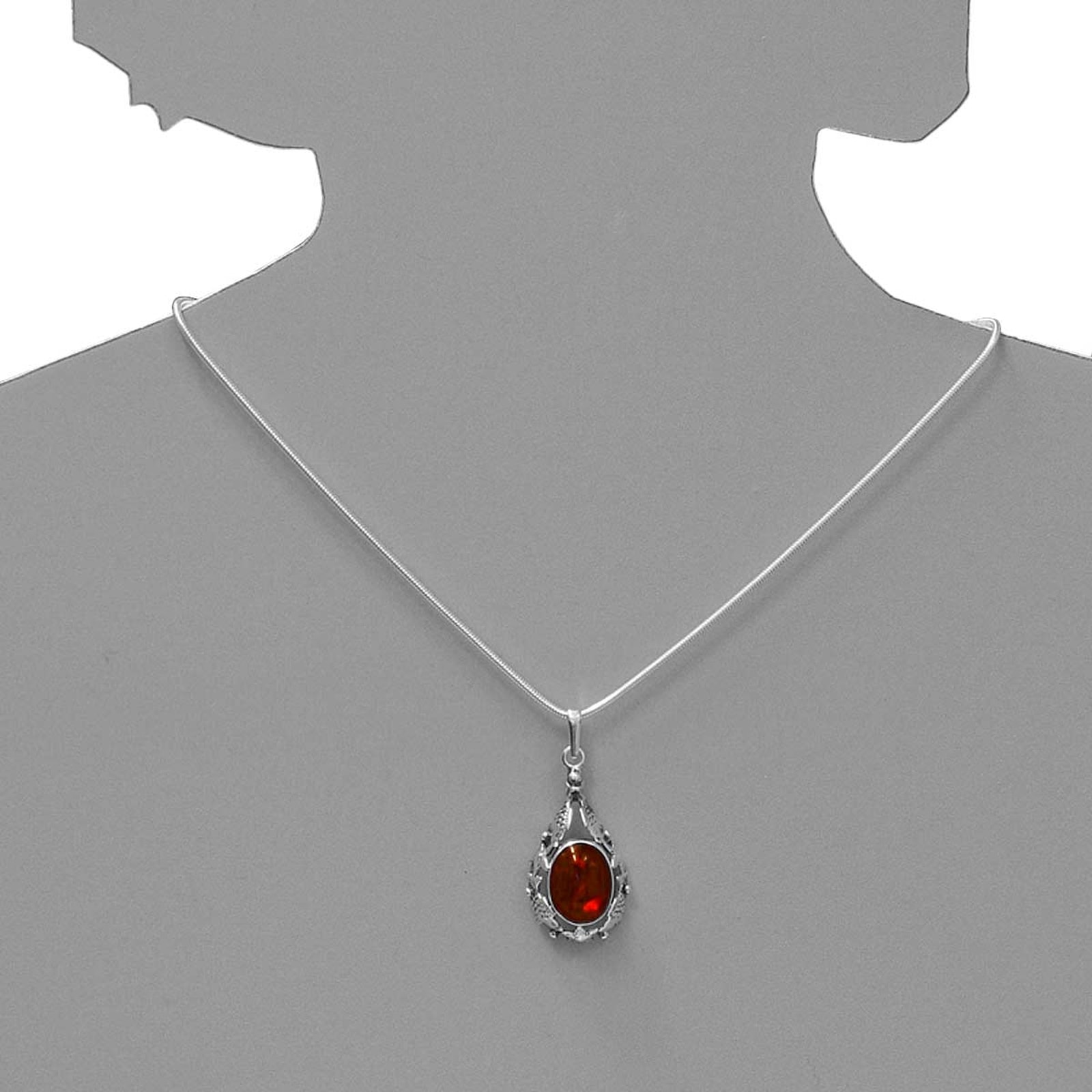 OSTSEE-SCHMUCK Kettenanhänger »- Fischland 45x20 mm - Silber 925/000 - Bernstein«