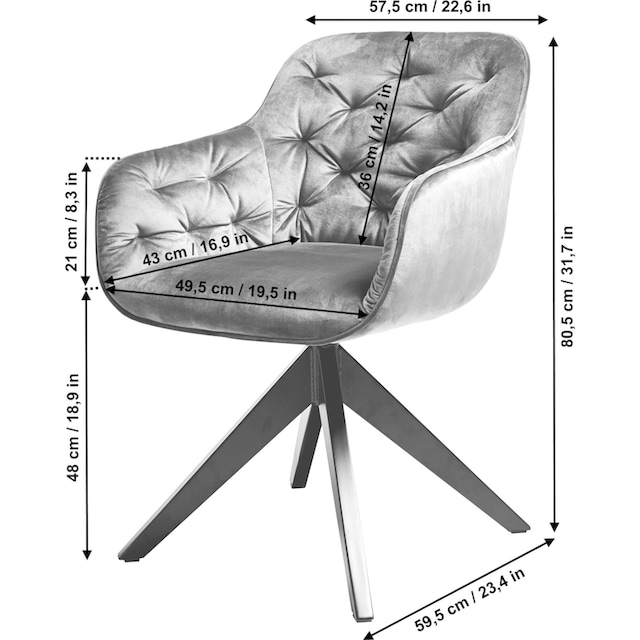 Jahnke Esszimmerstuhl »Kensington Twistlock«, (Set), 1 St., Samtstoff,  Drehbar mit TwistLock - Stuhl dreht sich in Ausgangsposition zurück kaufen  | BAUR