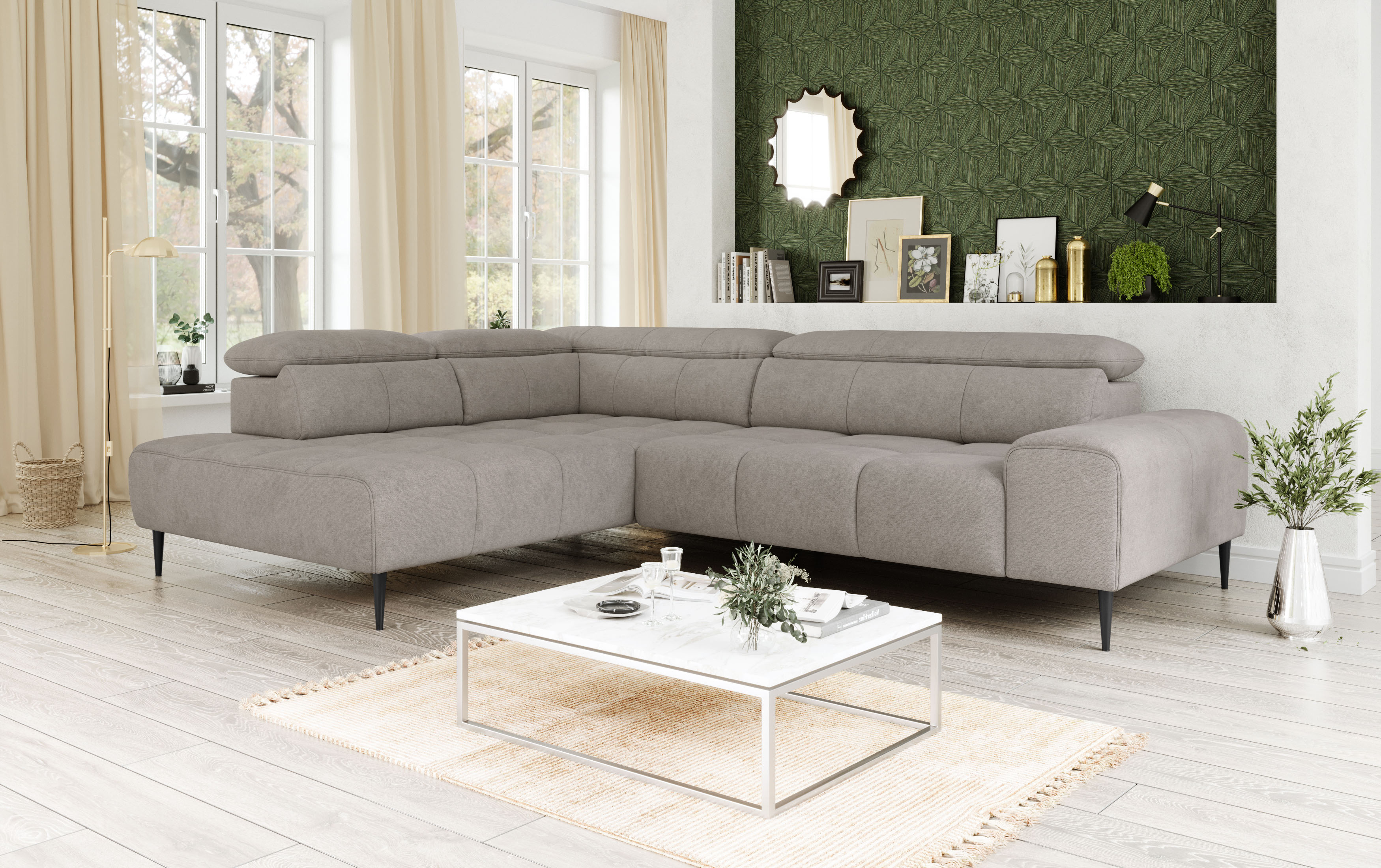 OTTO home Ecksofa "Theo L-Form, B: 298 cm" mit Kopfteilverstellung, optional Sitztiefenverstellung