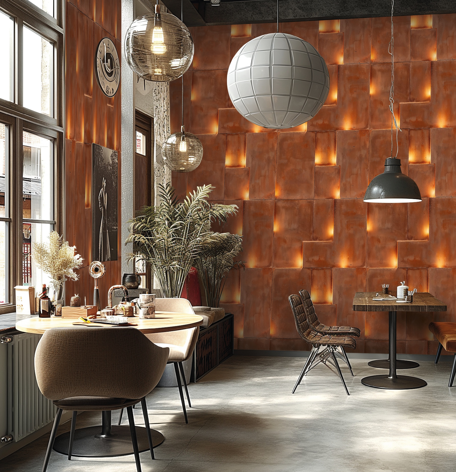 living walls Vliestapete "Fototapete 3D Backstein Rostbraun erweiterbar" Motiv strukturiert