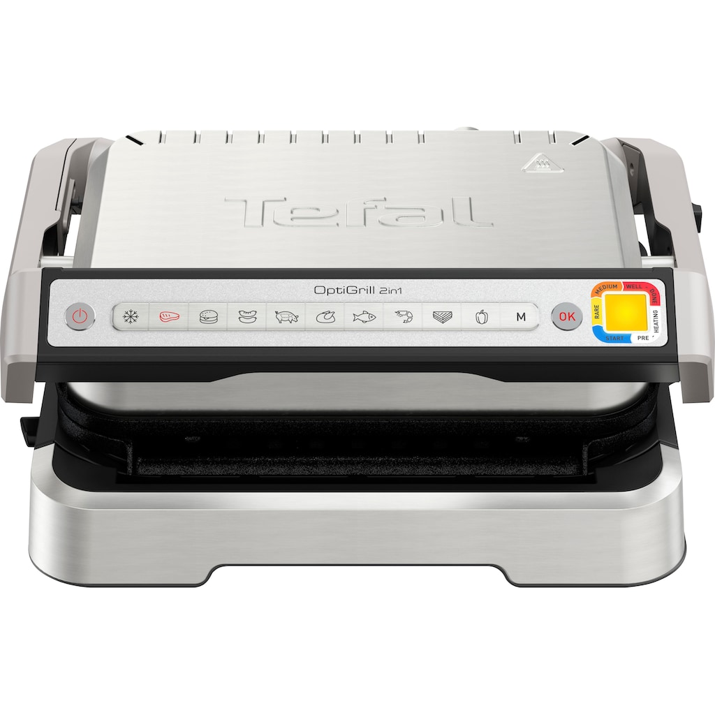 Tefal Kontaktgrill »GC773D OptiGrill 2-in-1 mit Grillzange«, 2100 W, intelligenter Grill & BBQ, aufklappbar, 9 Auto-Programme