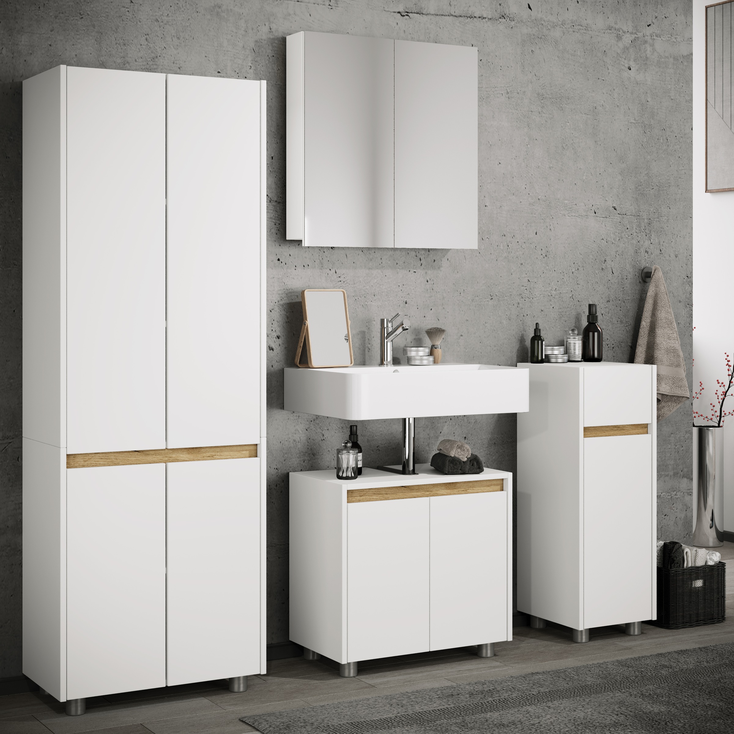 VCM Hochschrank "Badmöbel Hochschrank 165x57x33 Drehtüren Cosila" 1 Stk. tl günstig online kaufen