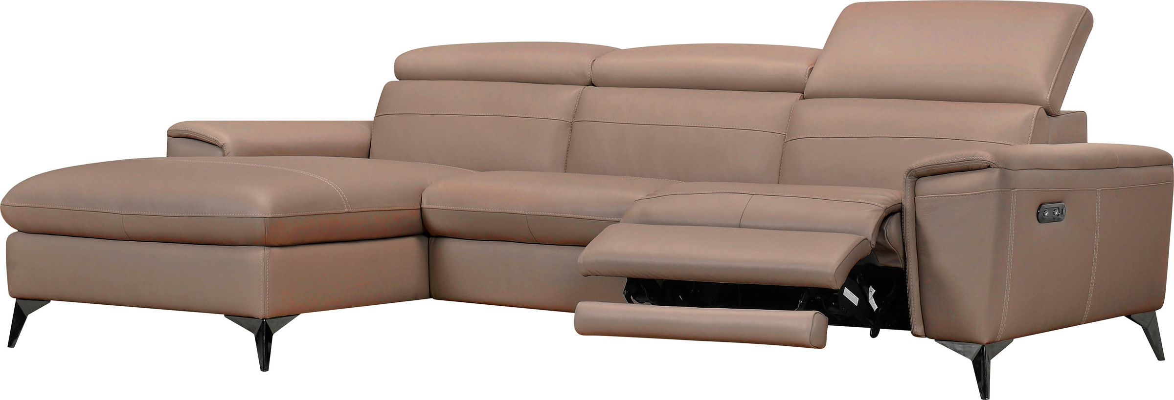 Places of Style Ecksofa »Theron, L-Form, 263 cm,«, elektrische Relaxfunktion, USB-Anschluss, manuelle Kopfteilverstellung