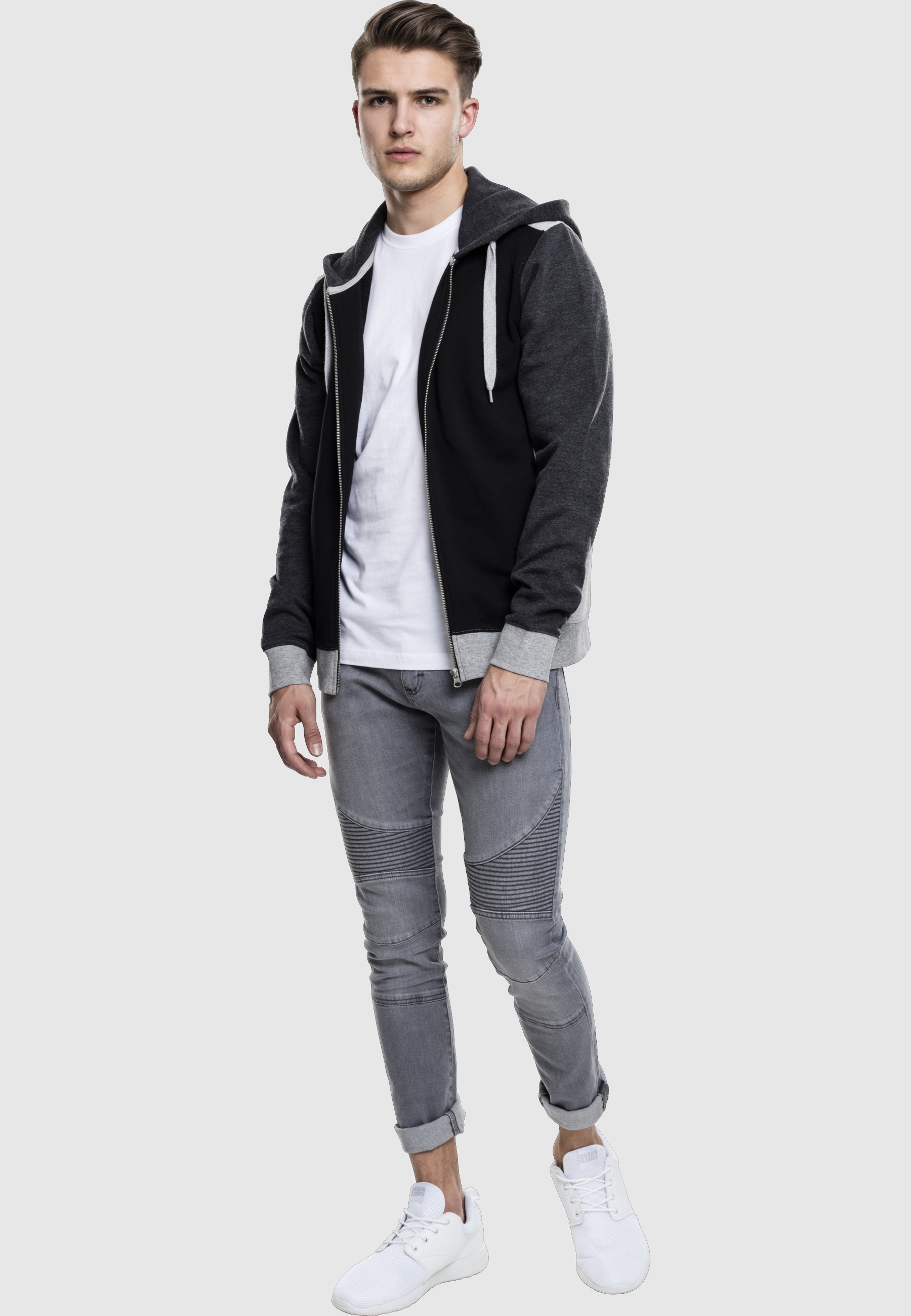 URBAN CLASSICS Kapuzenpullover »Urban Classics Herren 3- Tone Sweat Zip Hoody« 1 Stk.