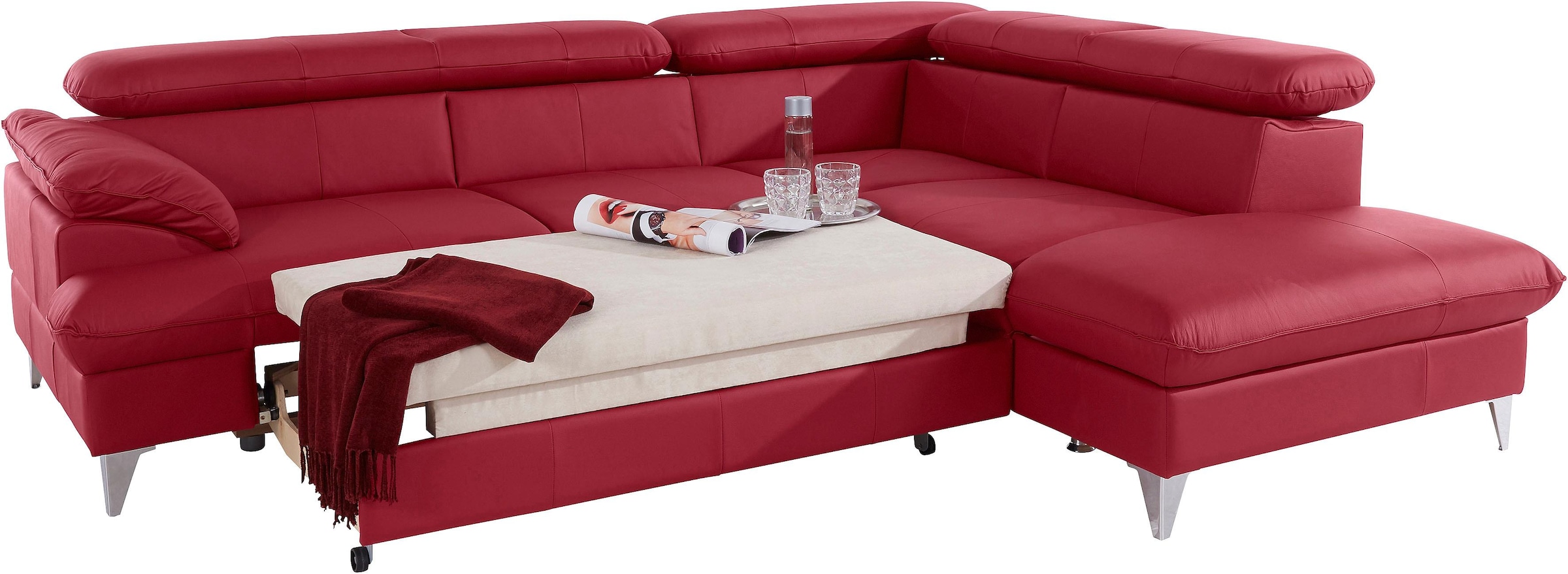 COTTA Ecksofa »Caluso L-Form«, mit Kopfteilverstellung, wahlweise mit Bettfunktion & Bettkasten