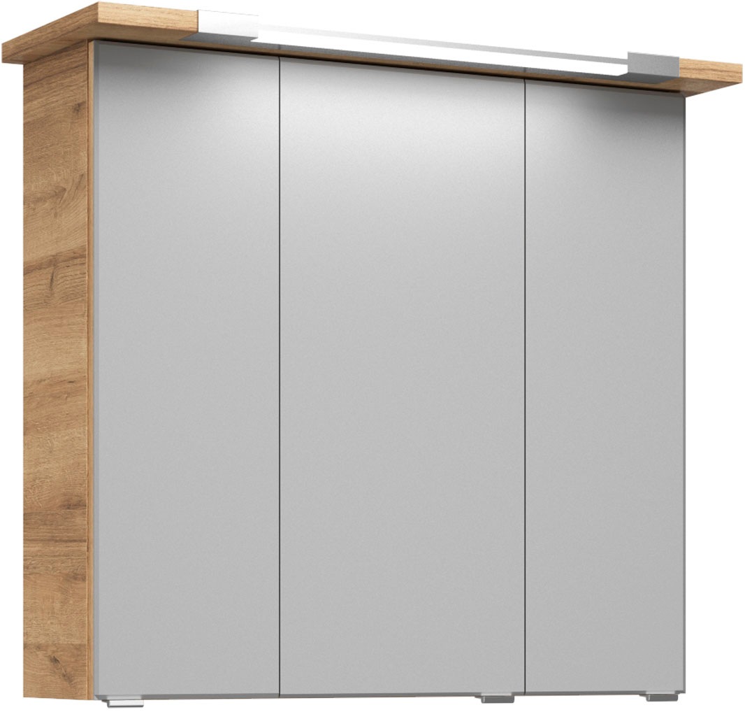 Saphir Badmöbel-Set »Badmöbel-Set Trentino 3-tlg Mineralmarmorwaschtisch,LED-Spiegelschrank«, (4 St.), Badezimmer-Set mit Midischrank inkl. Türdämpfer
