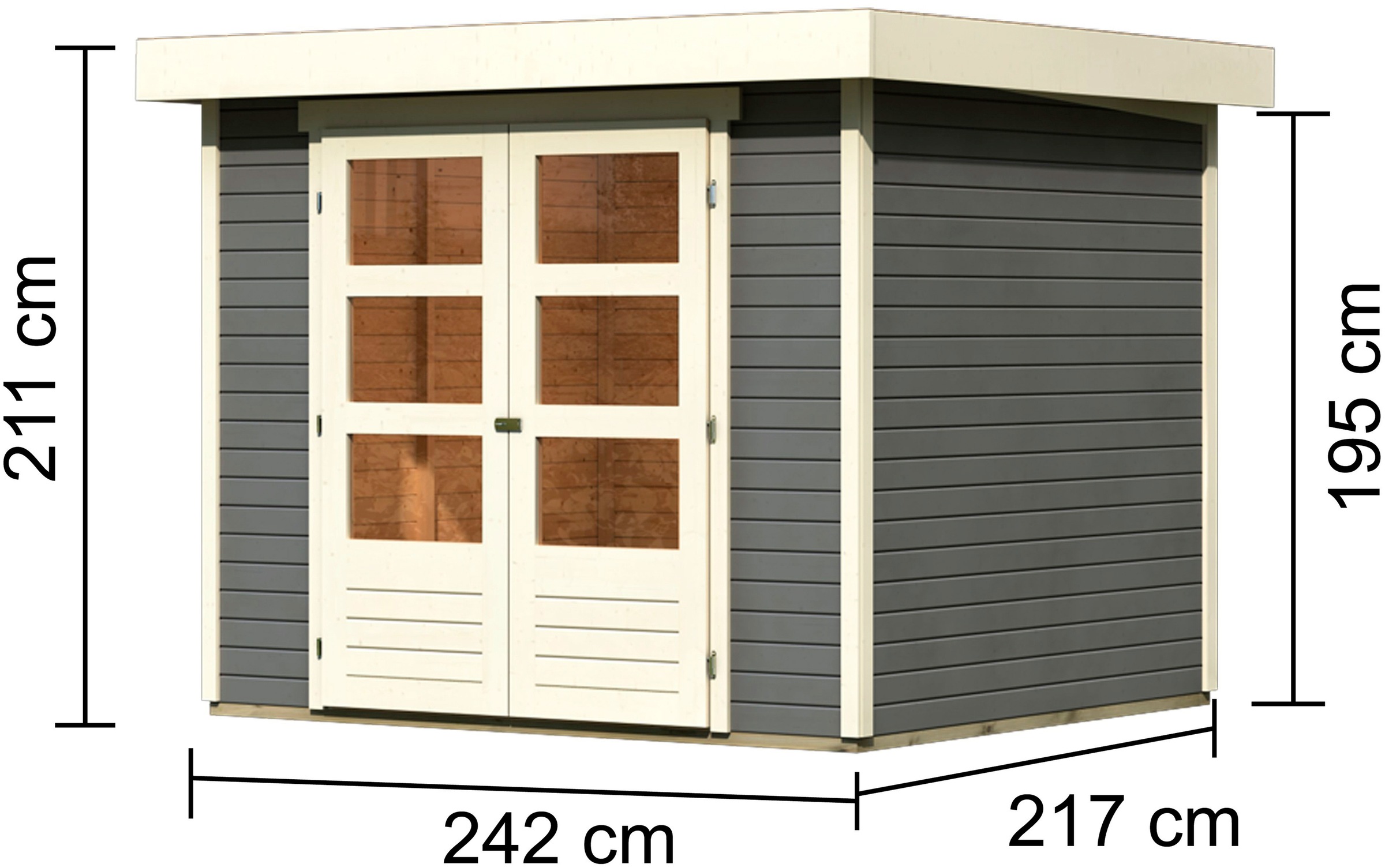 Karibu Gartenhaus »Arnis 3«, naturbelassen oder terragrau