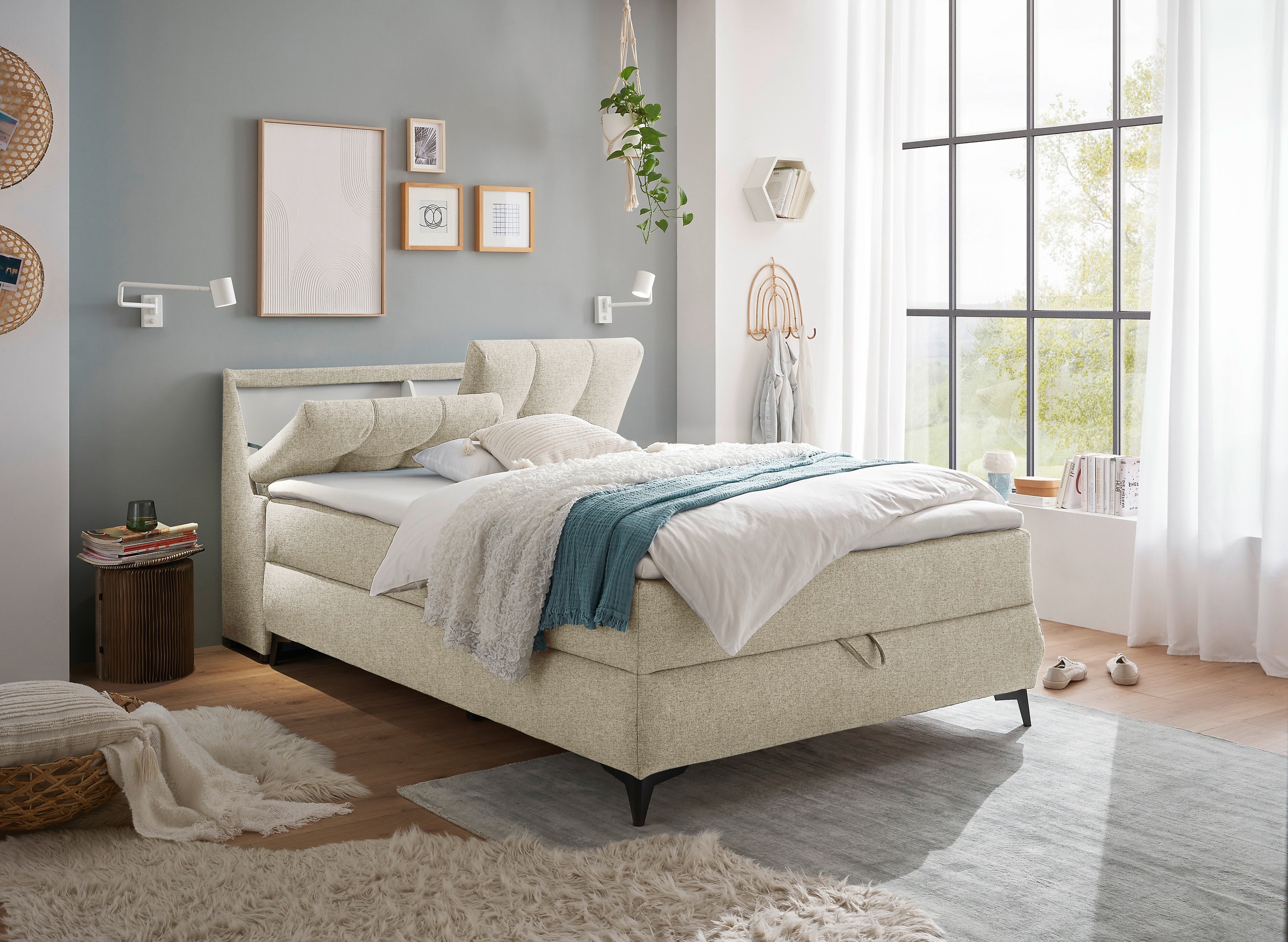 Thumbnail - ED EXCITING DESIGN Boxbett "Atlantis" mit Bettkasten und Stauraum im Kopfteil