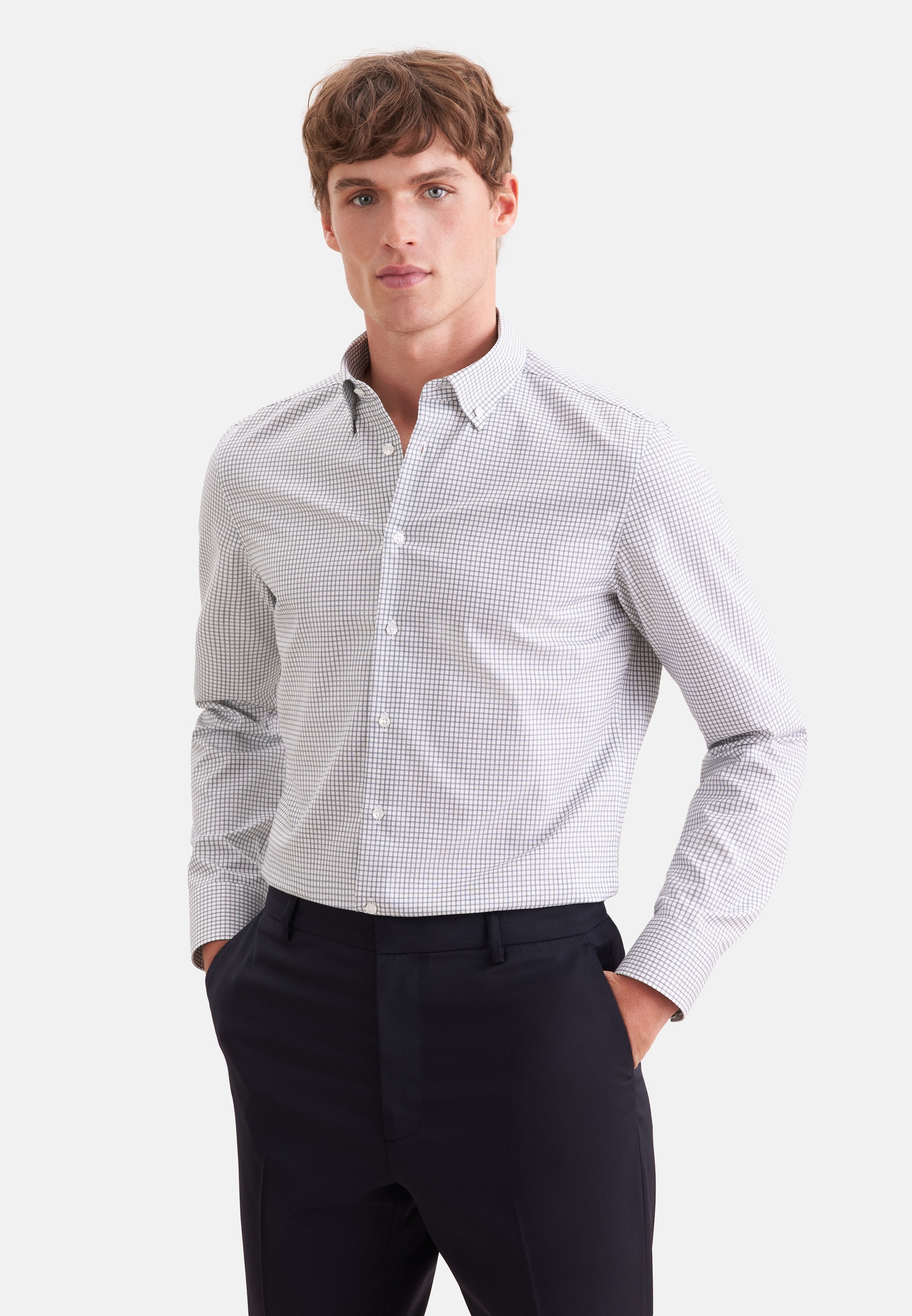 seidensticker Businesshemd "Schwarze Rose" Slim 1/1 Button-Down-Kragen Karo