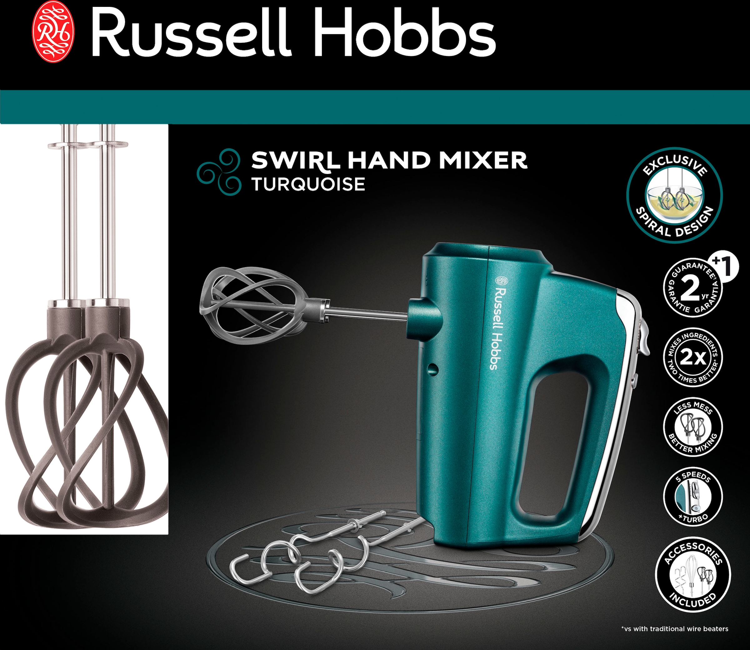 RUSSELL HOBBS Handmixer »SWIRL«, 350 W, Türkis