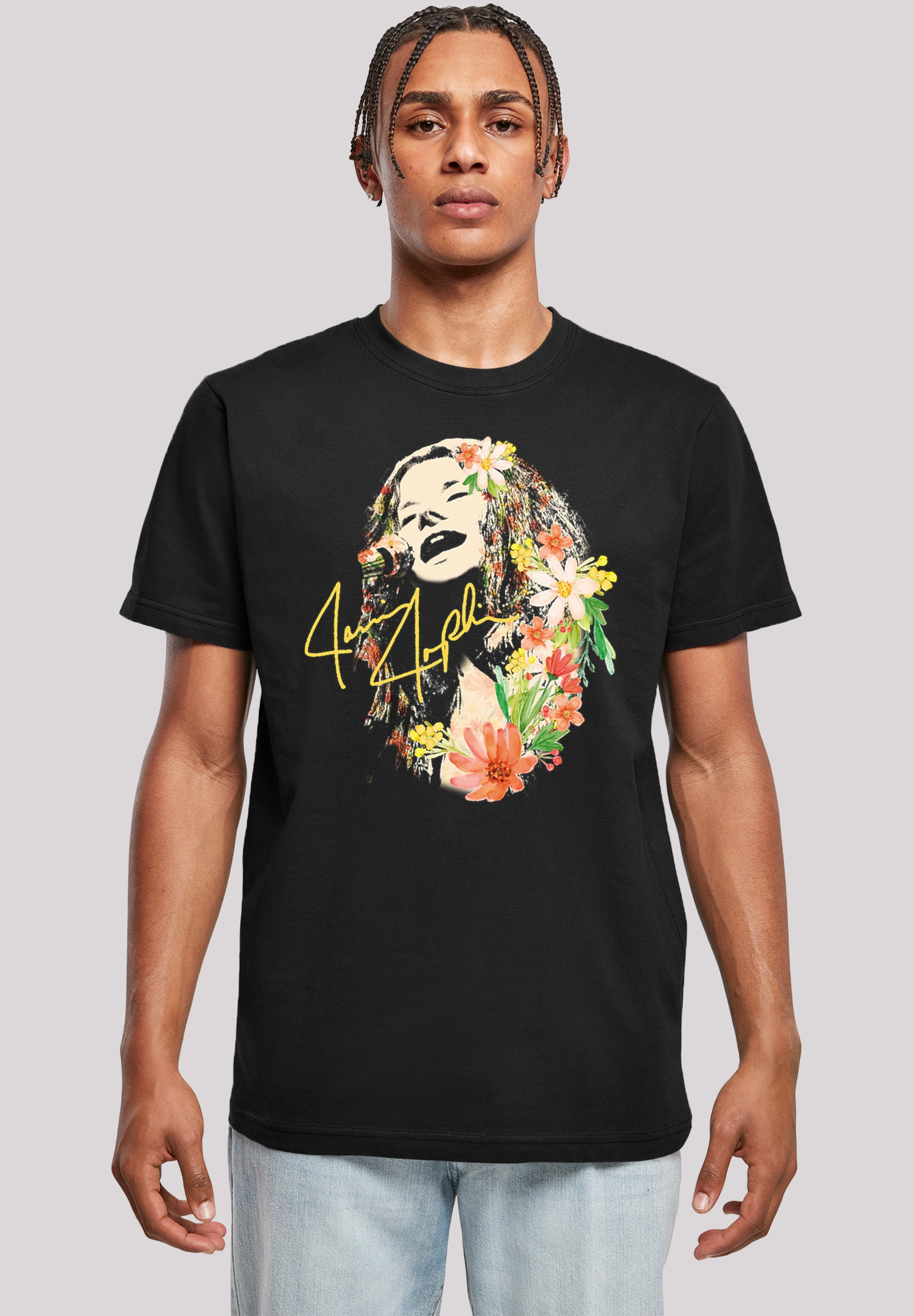 T-Shirt »Janis Joplin Blumen«, Herren,Premium Merch,Regular-Fit,Basic,Bandshirt