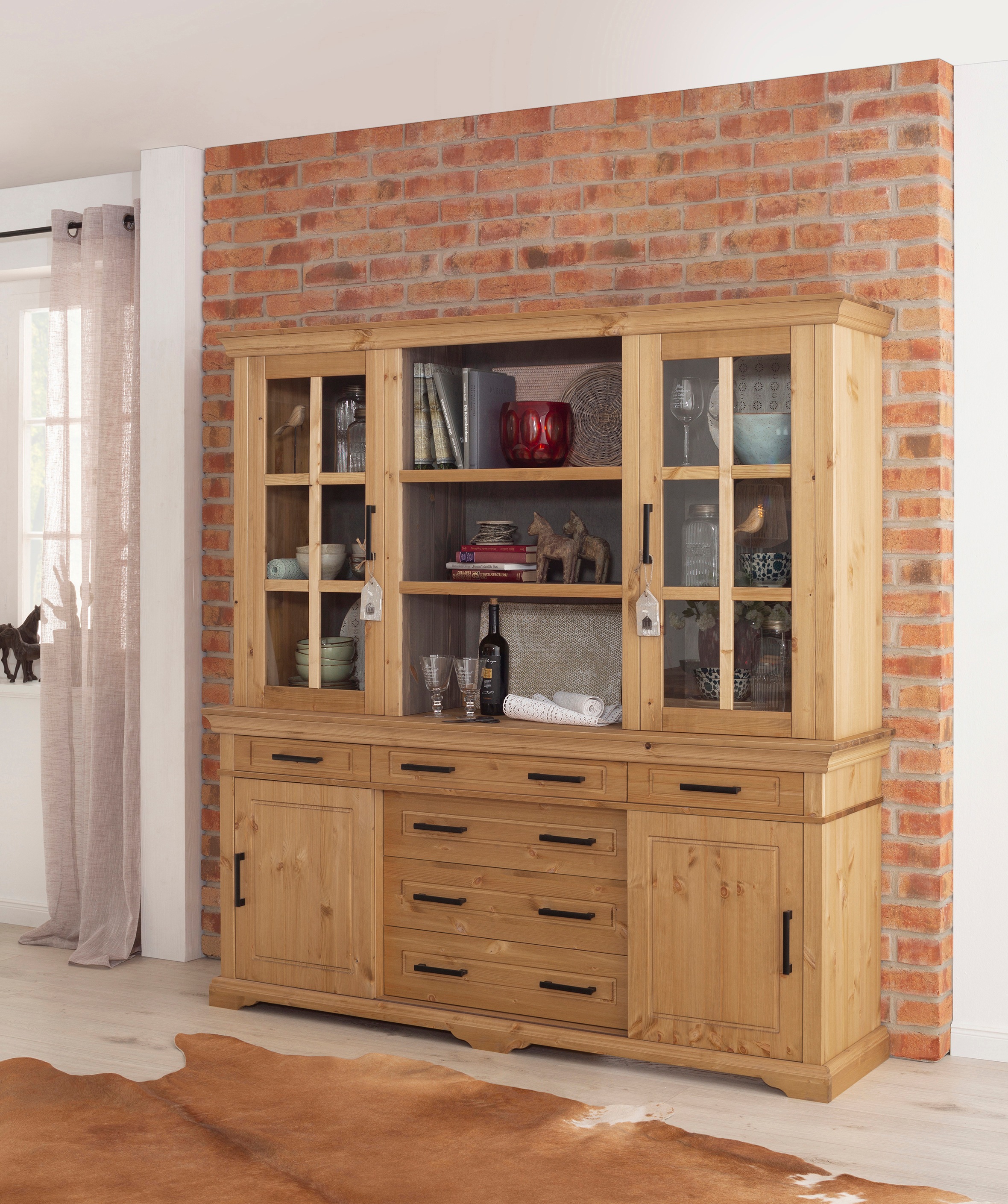 Home affaire Buffet "Anabel, mit Glastüren und Metallgriffen" günstig online kaufen