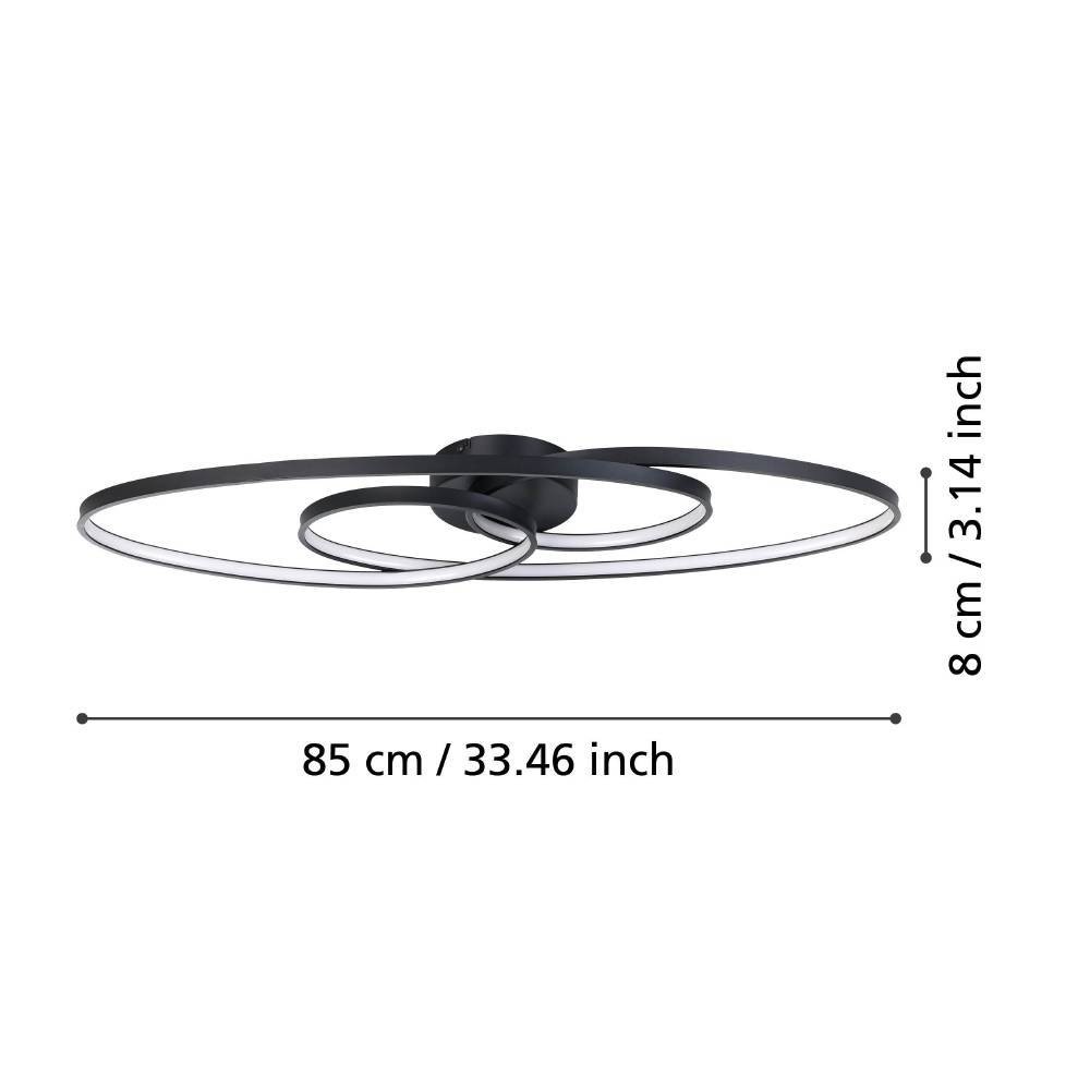 EGLO Deckenleuchte »GIANELLA«, 1 flammig, Leuchtmittel LED-Modul | LED fest integriert, Deckenlampe dimmbar, Metall in schwarz und Kunststoff in weiß, 88 cm