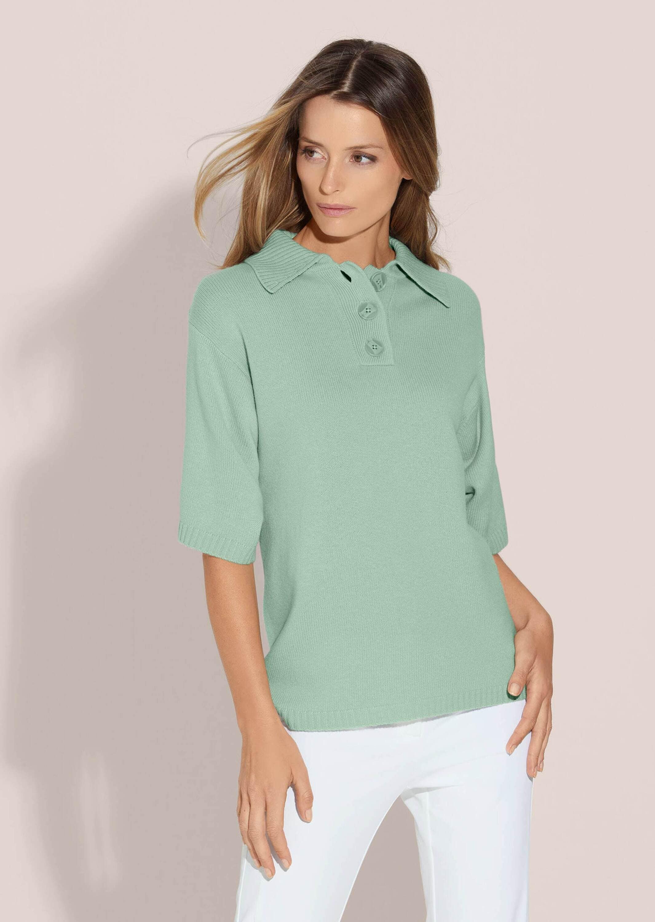 MADELEINE Longpullover »Pullover Polo-Pullover aus Schurwoll-Kaschmir-Mix«