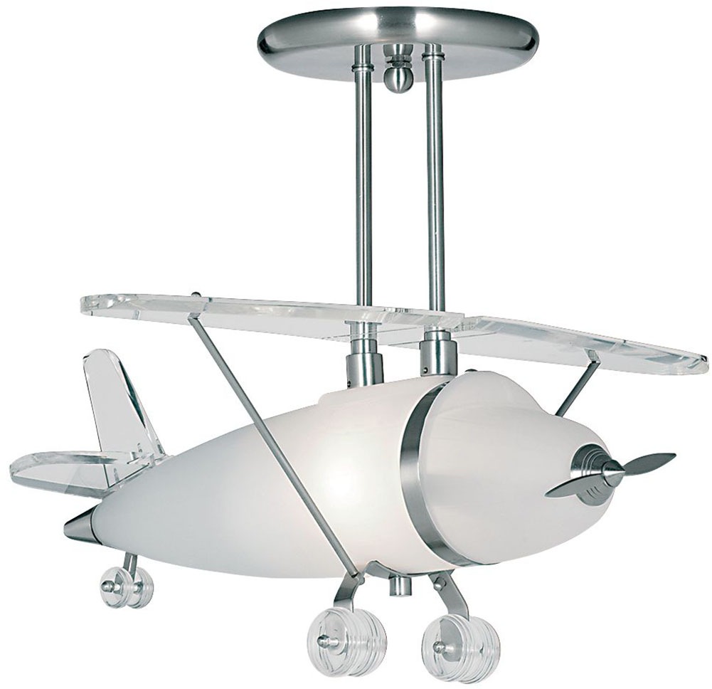SEARCHLIGHT Deckenleuchte "Novelty Airplane Pendant - Metal, Acrylic & Glass", 1, H: 39cm, 1 Stk., silber, Kinderzimmer, Leuchten