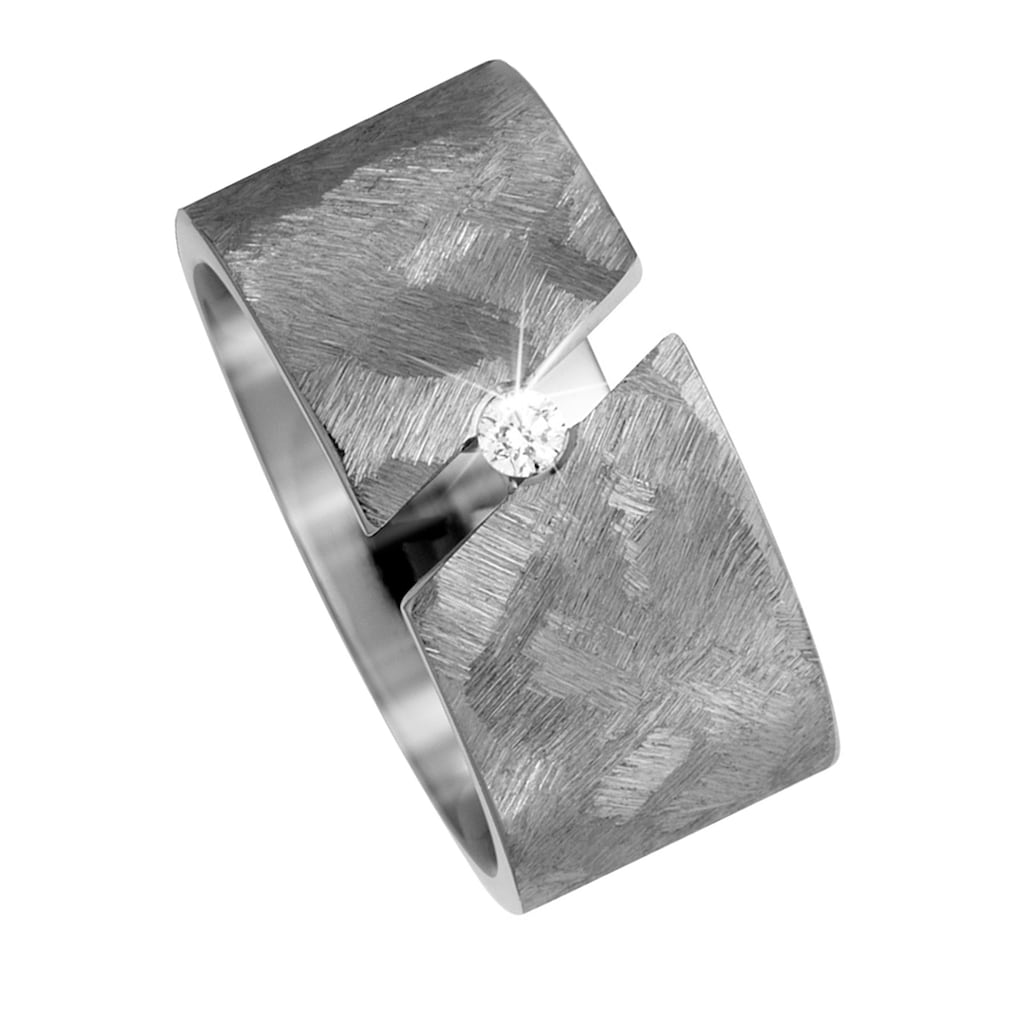 JOBO Partnerring »Breiter Ring mit Diamant 0 05 ct.« Titan