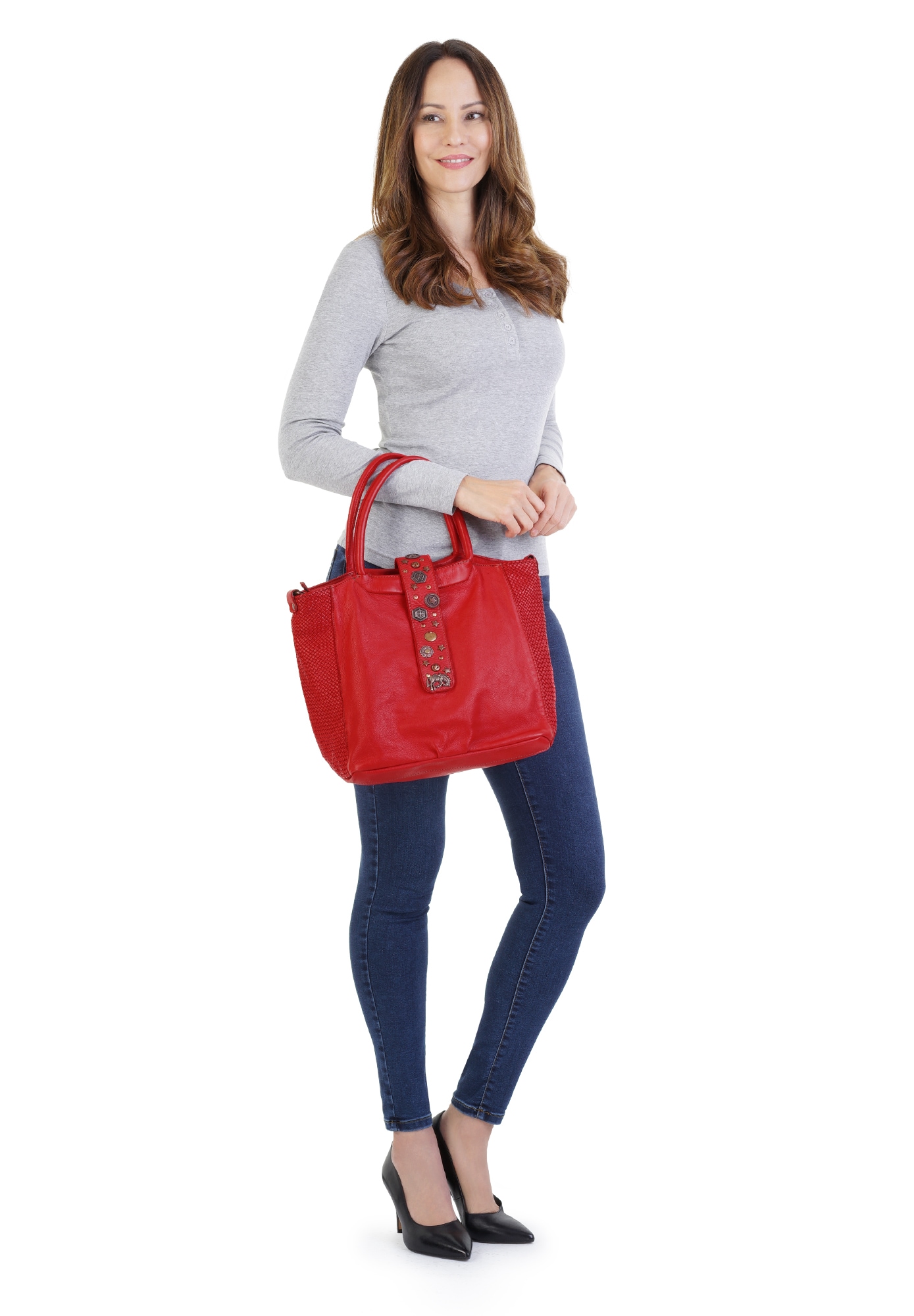 forty° Henkeltasche, echt Leder, Made in Italy