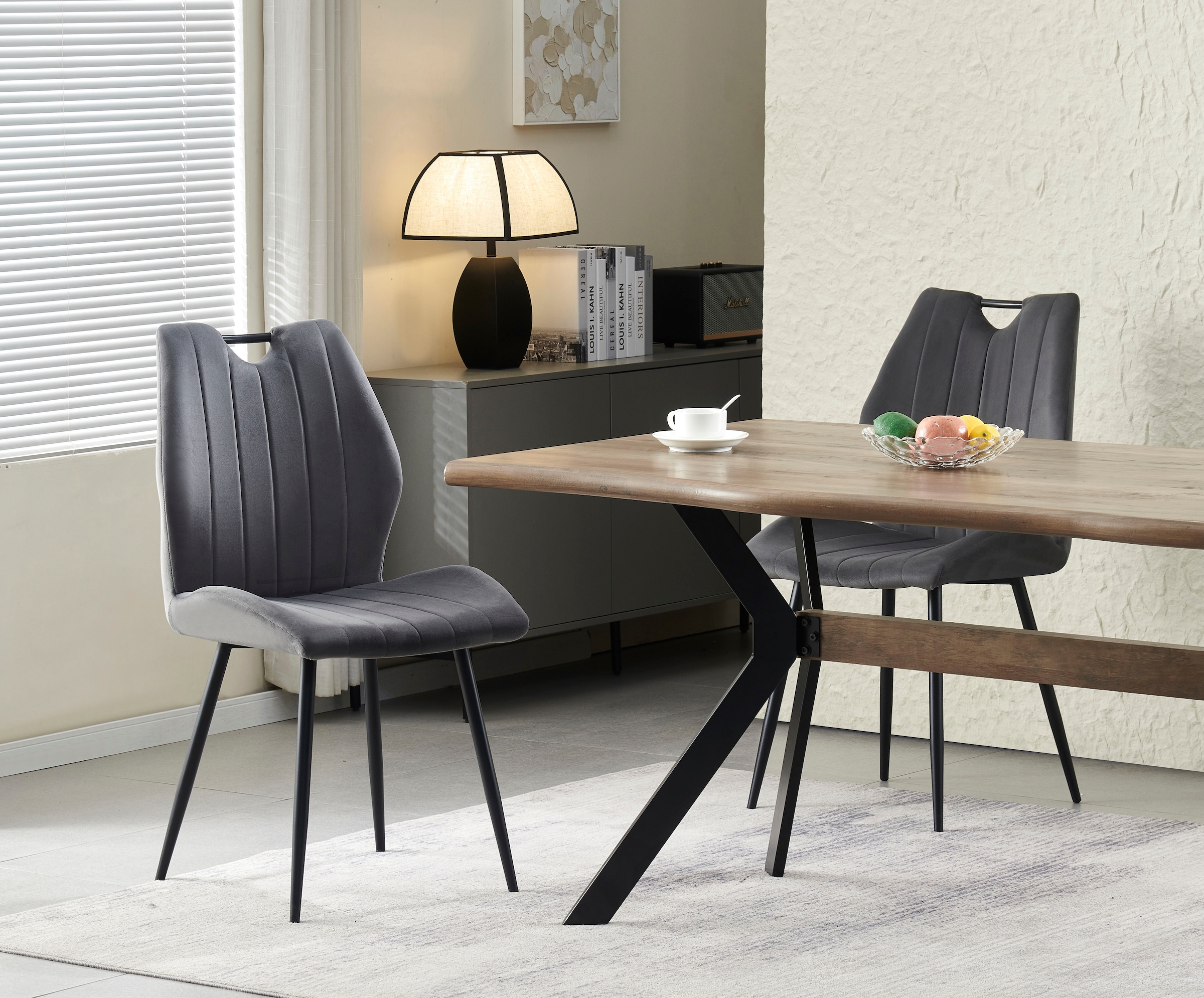 Home affaire Esszimmerstuhl »KILLAM, 2er Set, mit Metallgestell in matt schwarz« (Set) 2 Stk.in verschiedenen Farben, Belsatbarkeit pro Stuhl 120 kg, 360° drehbar