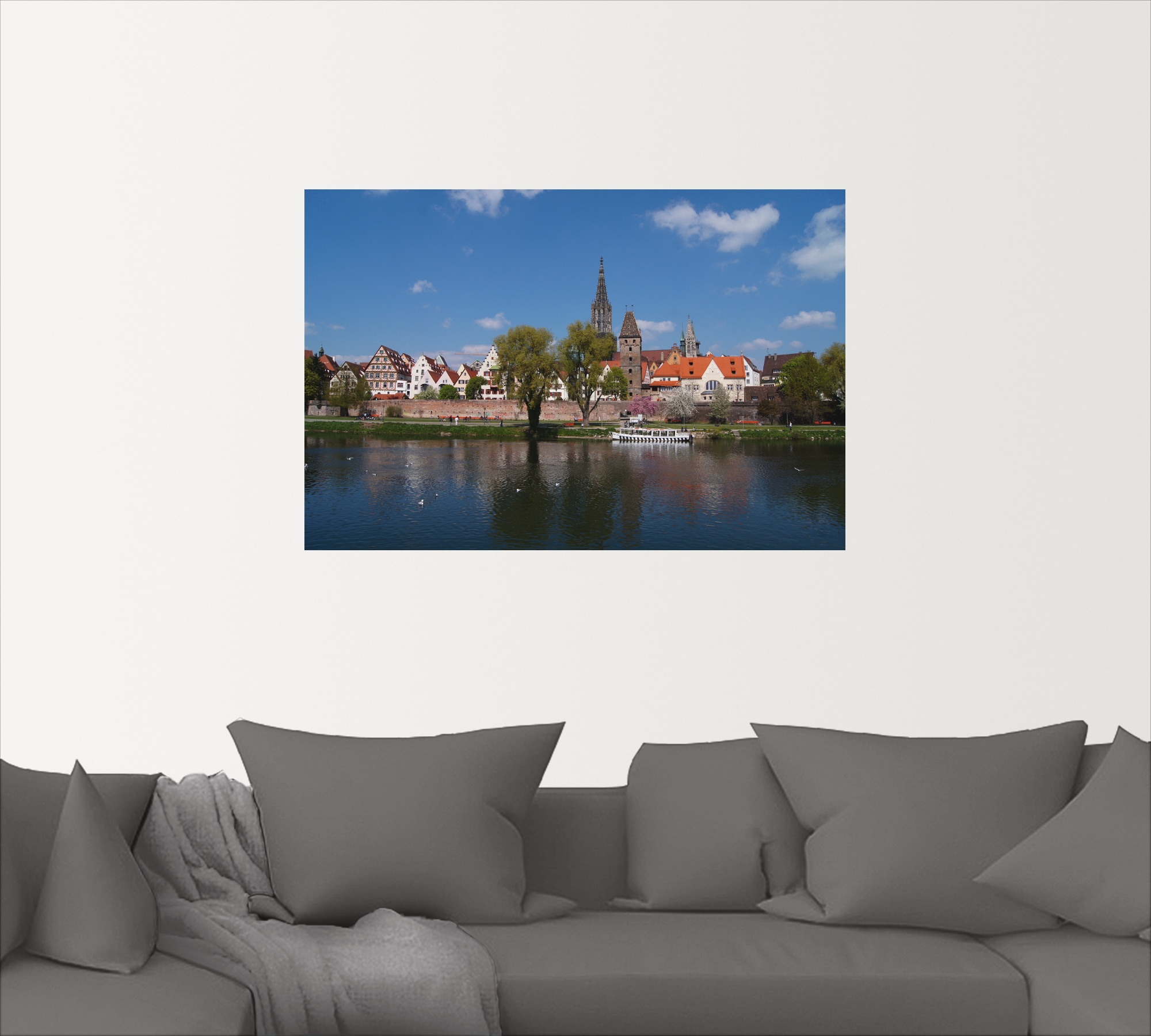 Artland Wandbild »Ulm an der schönen blauen Donau«, Gewässer, (1 St.), als Alubild, Leinwandbild, Wandaufkleber oder Poster in versch. Größen