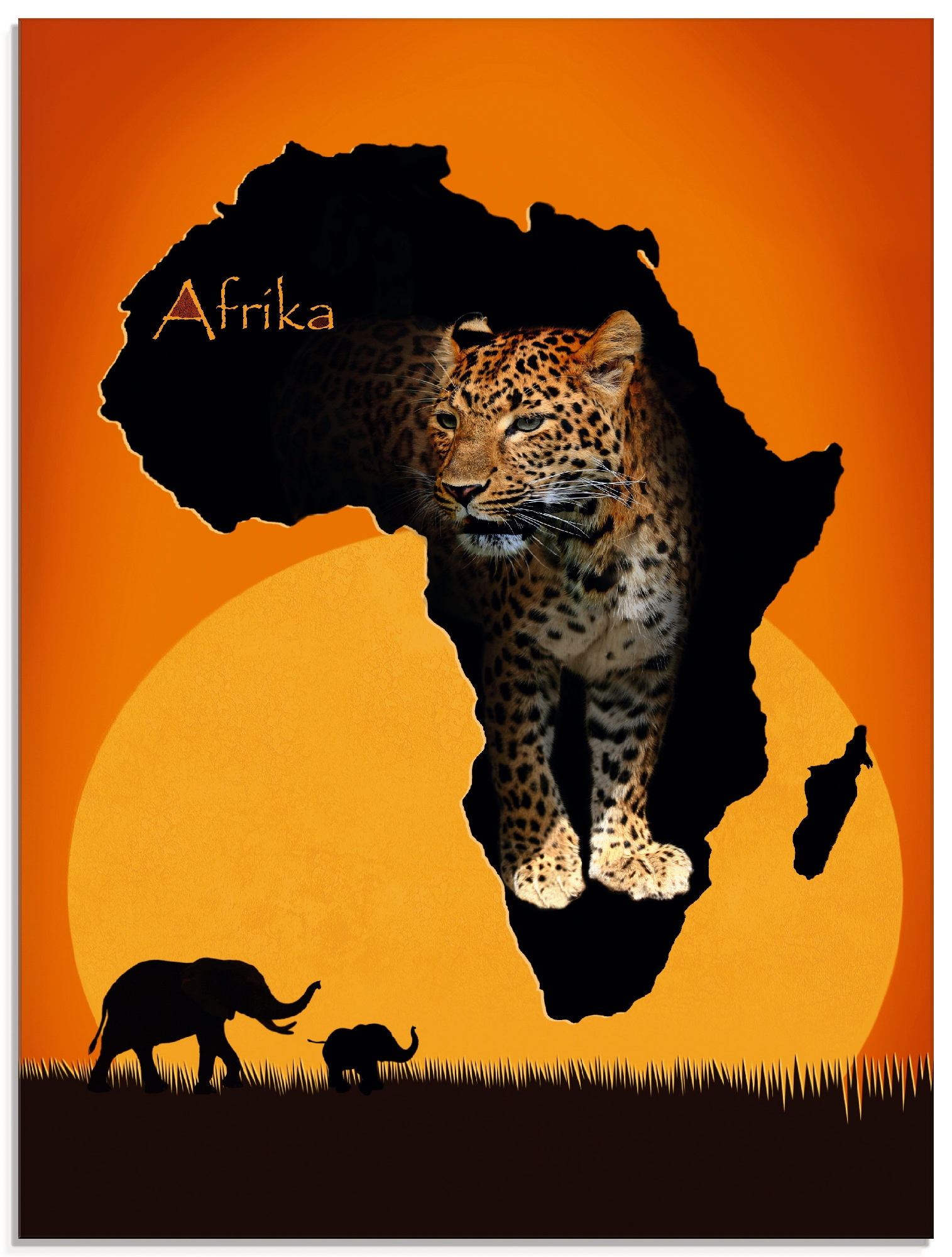 Artland Glasbild »Afrika der schwarze Kontinent«, Wildtiere, (1 St.), in verschiedenen Größen
