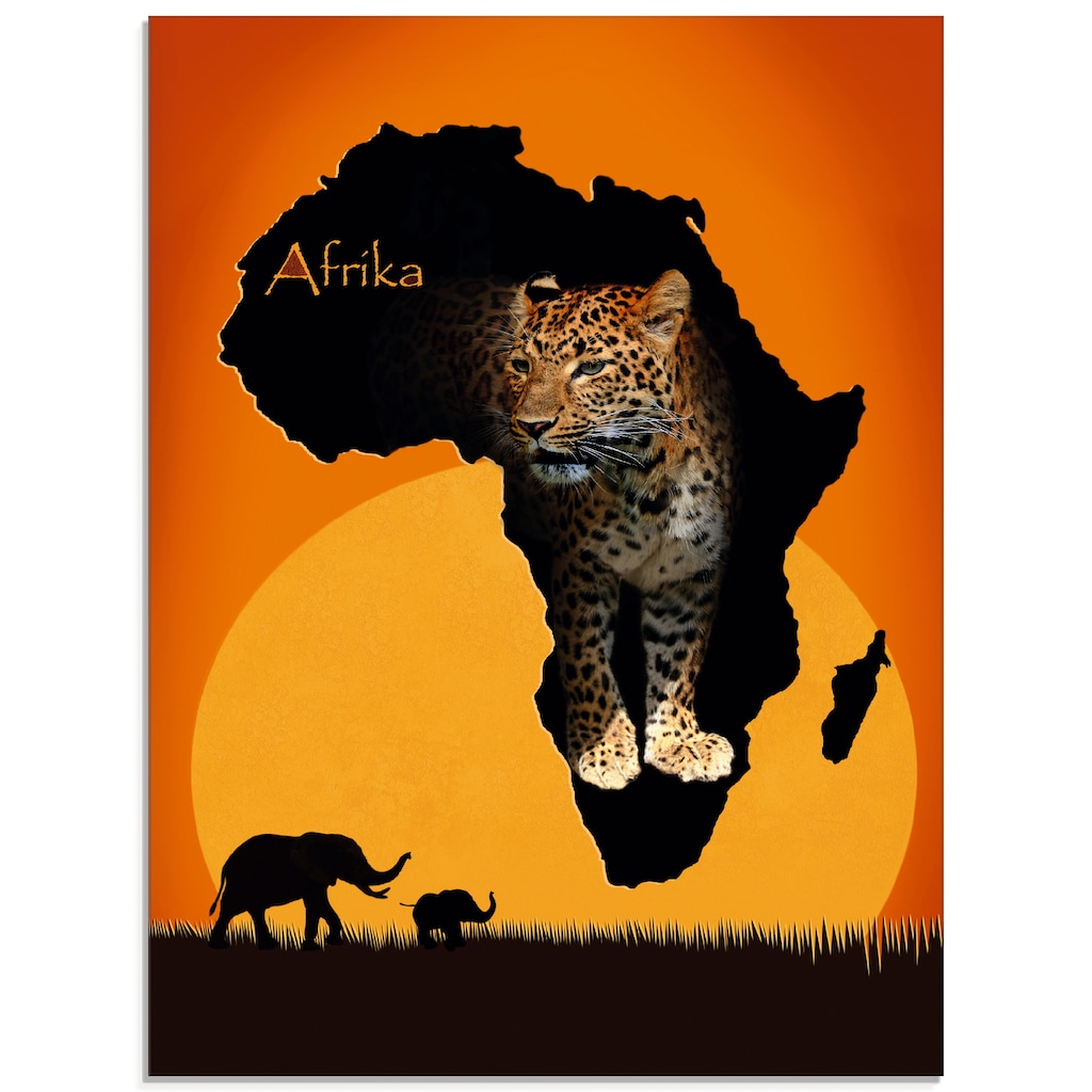 Artland Glasbild »Afrika der schwarze Kontinent«, Wildtiere, (1 St.)