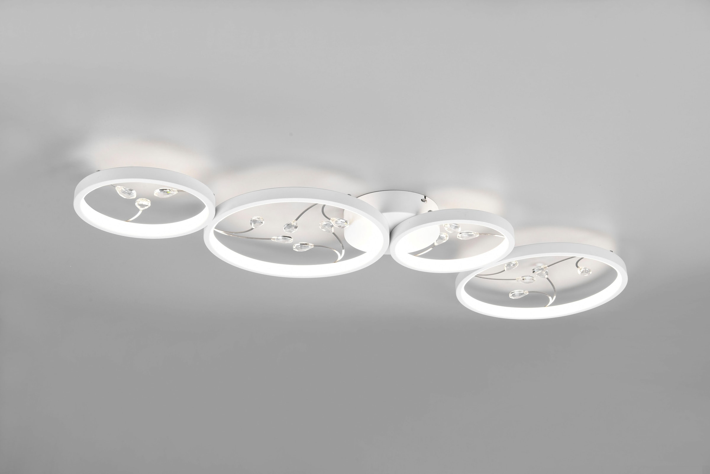 TRIO Leuchten LED Deckenleuchte »Groovy«, 1 flammig, Leuchtmittel LED-Board | LED fest integriert, Deckenlampe 4000K mit Glas-Deko, 3 Dimmstufen, LED 37W 4800 Lumen