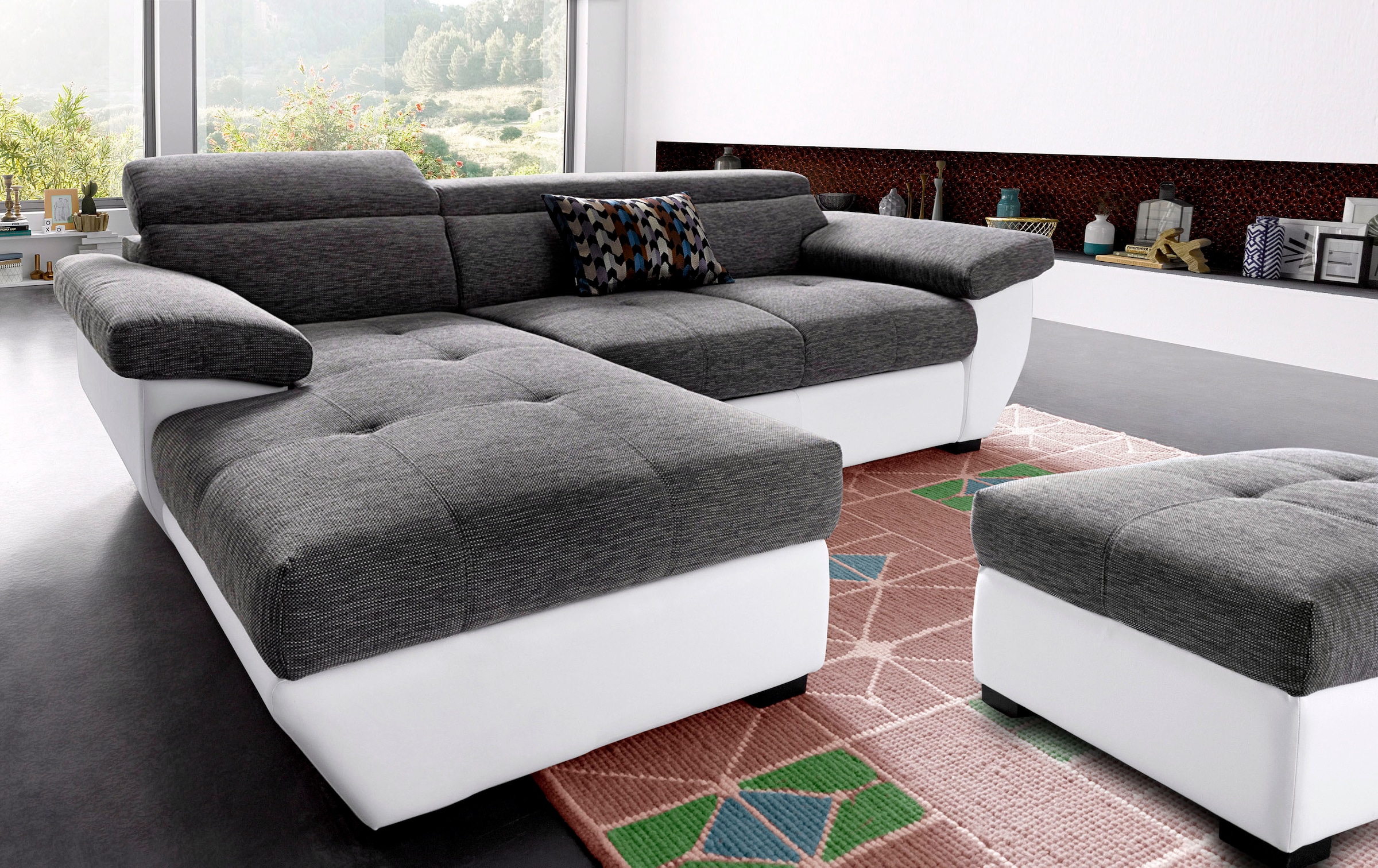 COTTA Ecksofa "Speedway L-Form" mit Kopfteilverstellung, wahlweise mit Schlaffunktion & Bettkasten