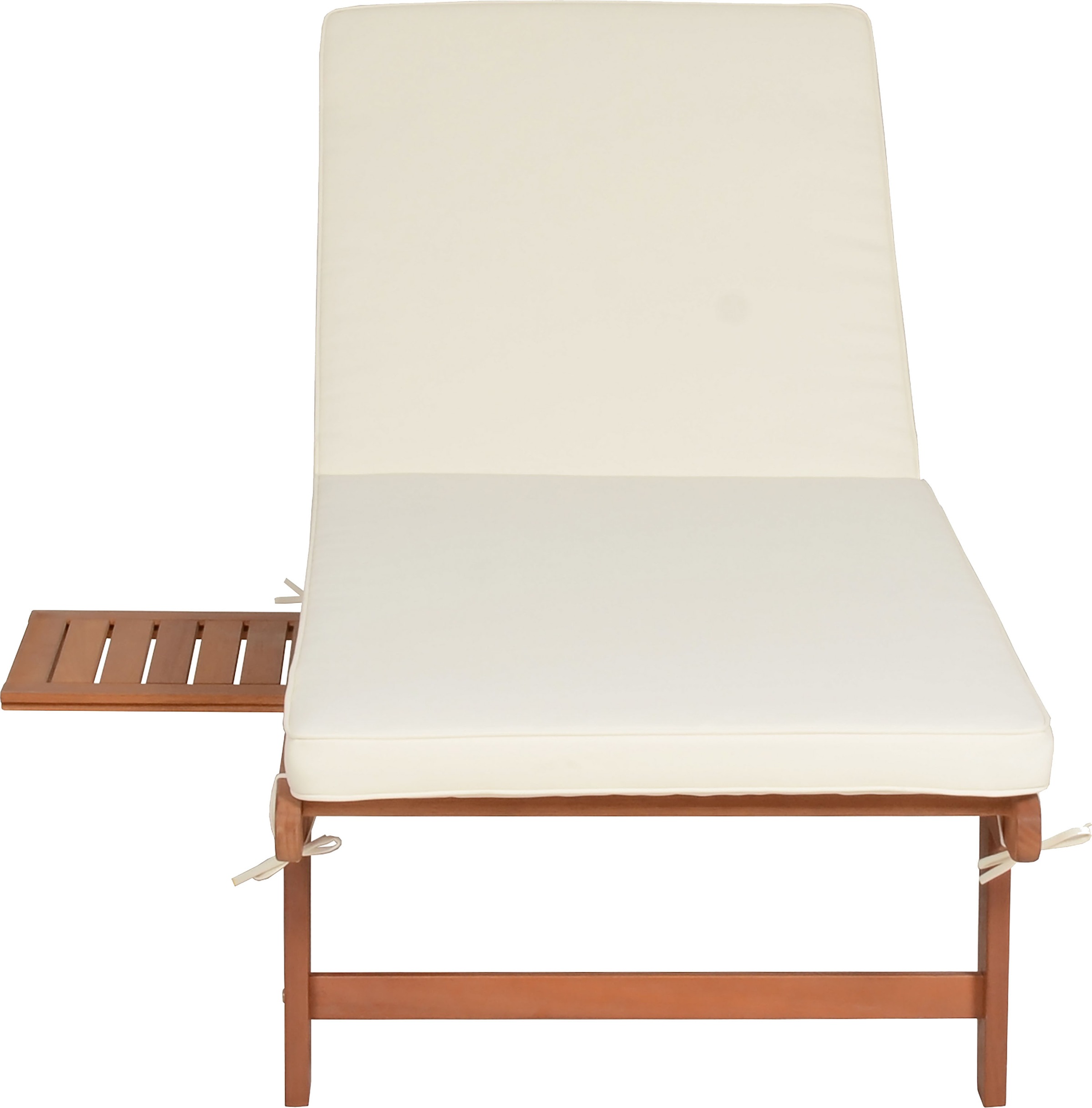Garden Pleasure Gartenliege »Sonnenliege »SAN DIEGO«, beige«, (ausziehbarer Tisch, inkl. Auflage), Eukalyptusholz, verstellbare Rückenlehne, L: 183 cm