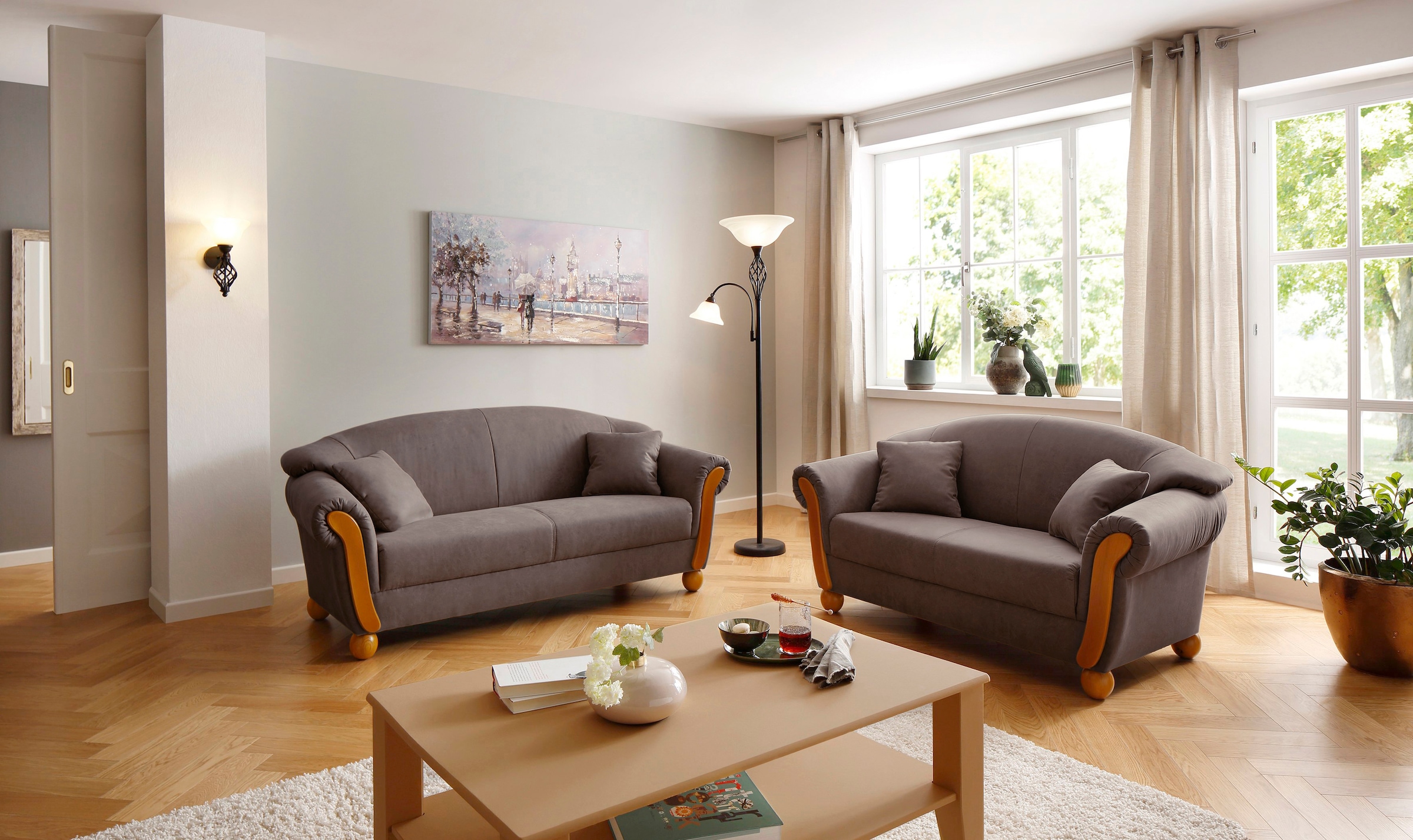 Home affaire 2-Sitzer "Milano Vintage", mit Federkern, Bezug in Lederoptik, günstig online kaufen