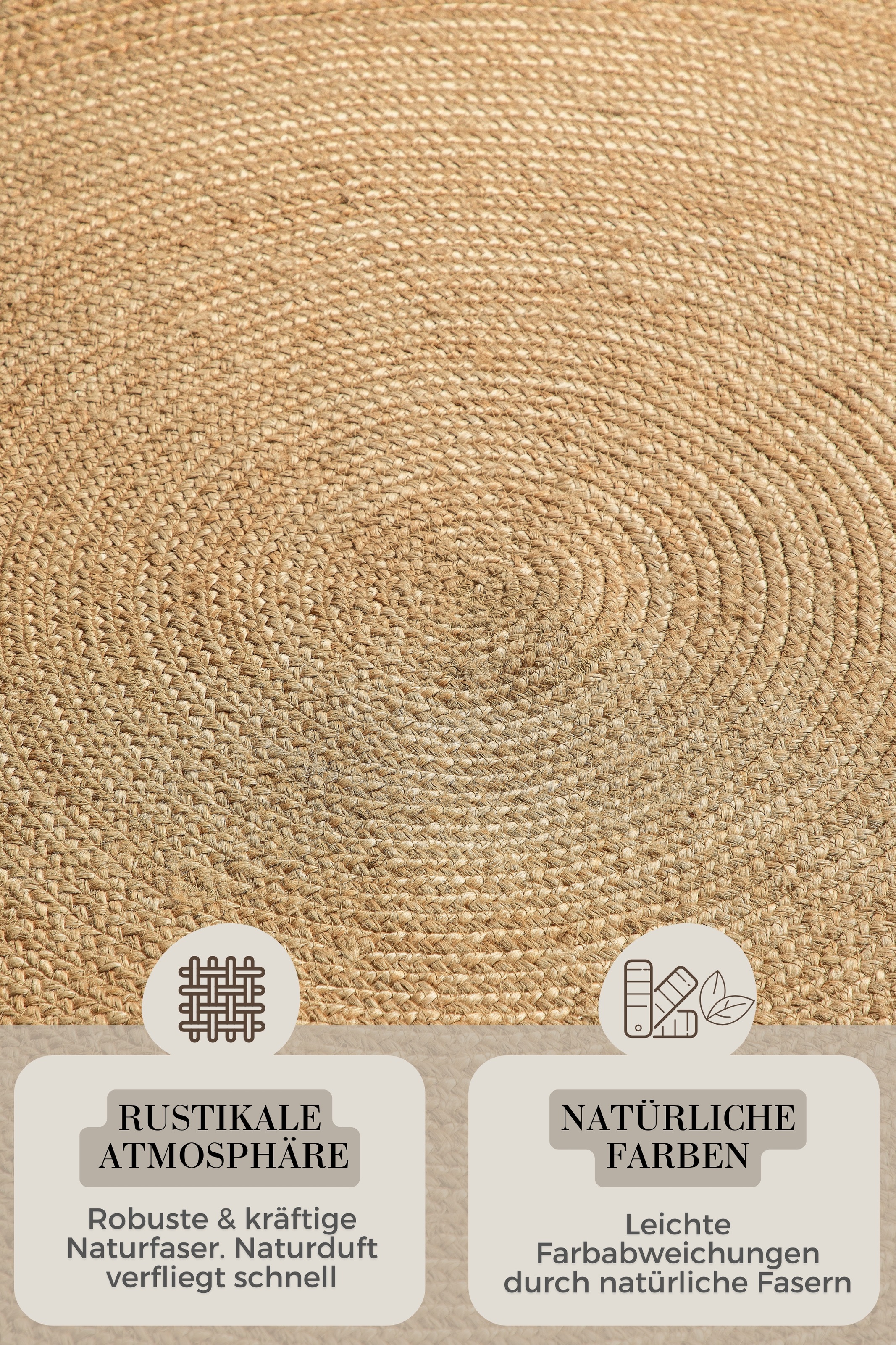 Teppich HANSE HOME "Rangpur Juteteppich, auch in oval", gold (goldfarben), H:10mm Ø:140cm, Jute, Teppiche, Teppich, Handgewebt, 100% Jute, Natur, Wohnzimmer, Flur, Boho, Skandi 2