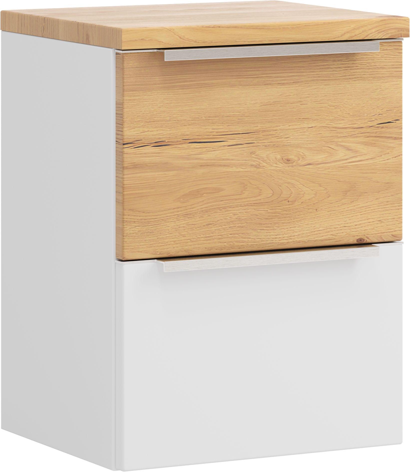 welltime Unterschrank "TRIENT, Unterschrank 40 cm, Softclose-Auszüge" matt weiß/Wildeiche, Softclose-Metallauszüge