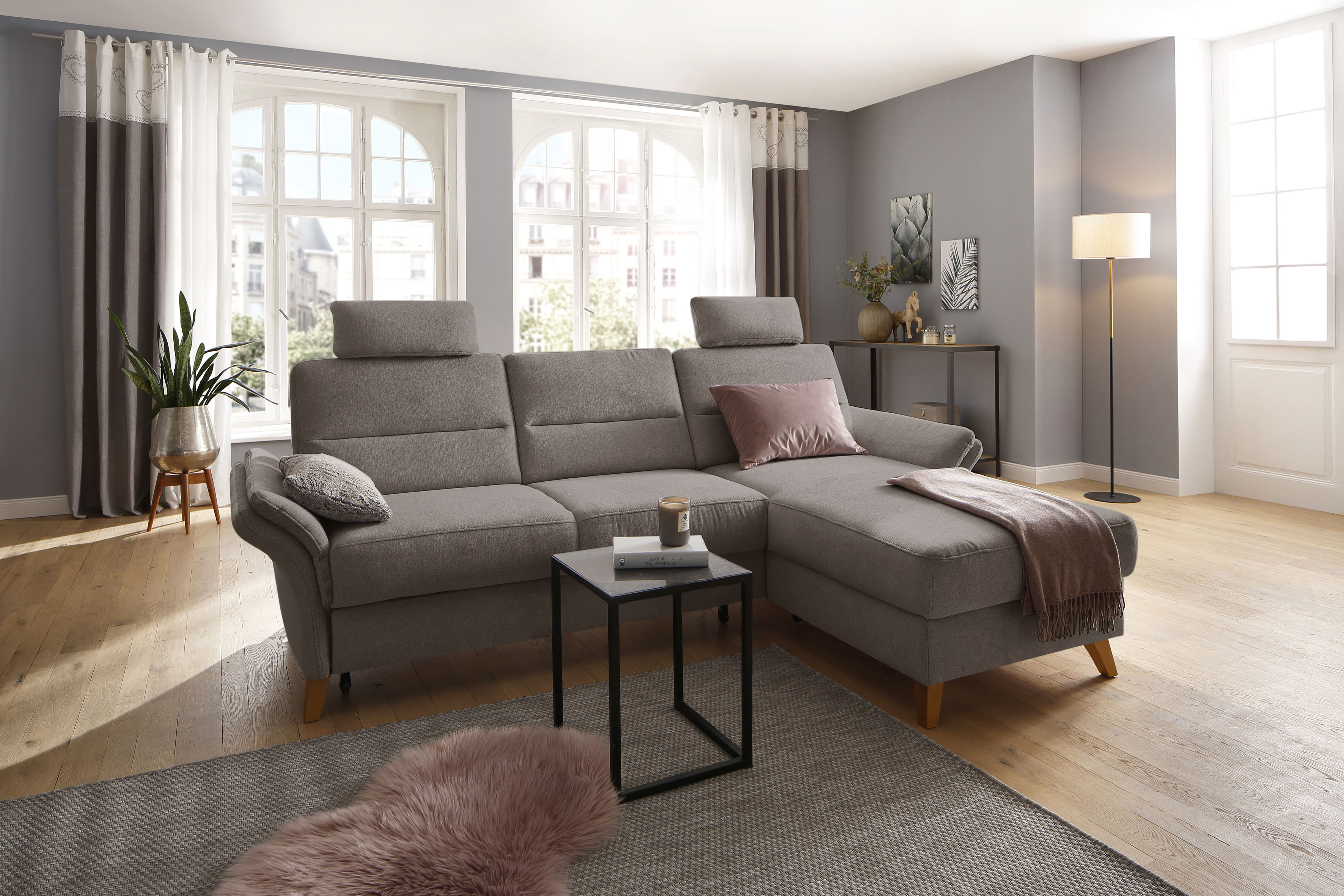 OTTO home Ecksofa "Westerland L-Form" Federkern-Polsterung, wahlweise mit Schlaffunktion, Bettkasten