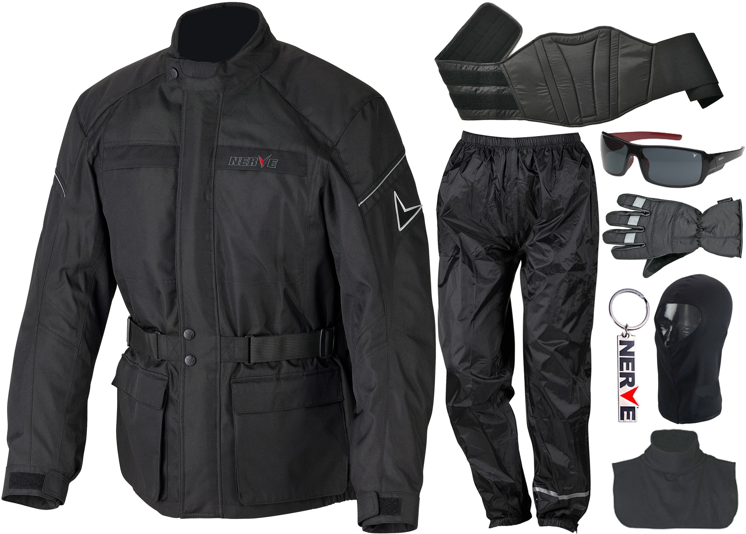 NERVE Motorradkombi, XL, N-Gr, schwarz, Overalls