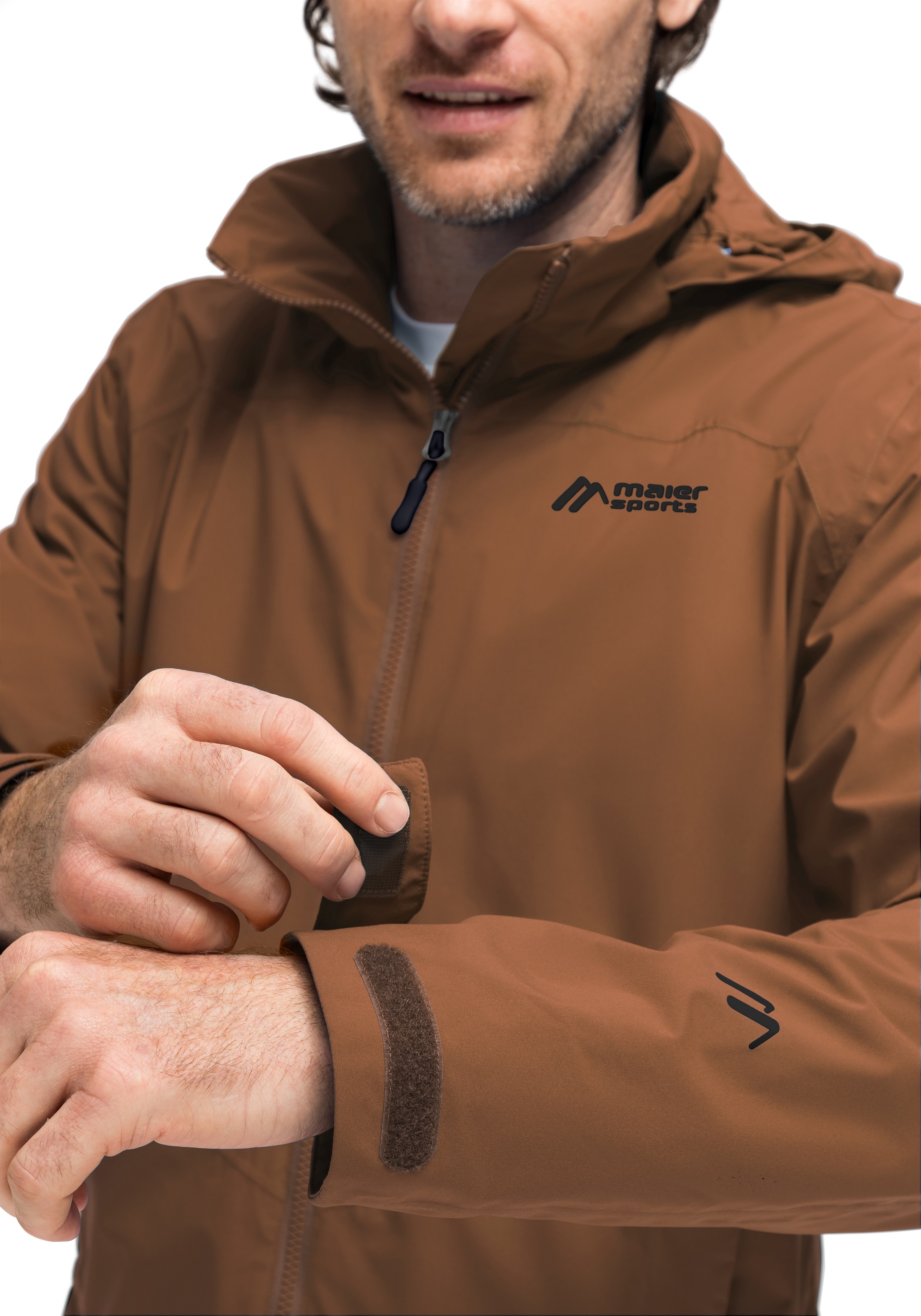 Maier Sports Outdoorjacke »Metor rec M«, Herren Regenjacke wasserdicht mit Kapuze, 2 Taschen außen, Innentasche