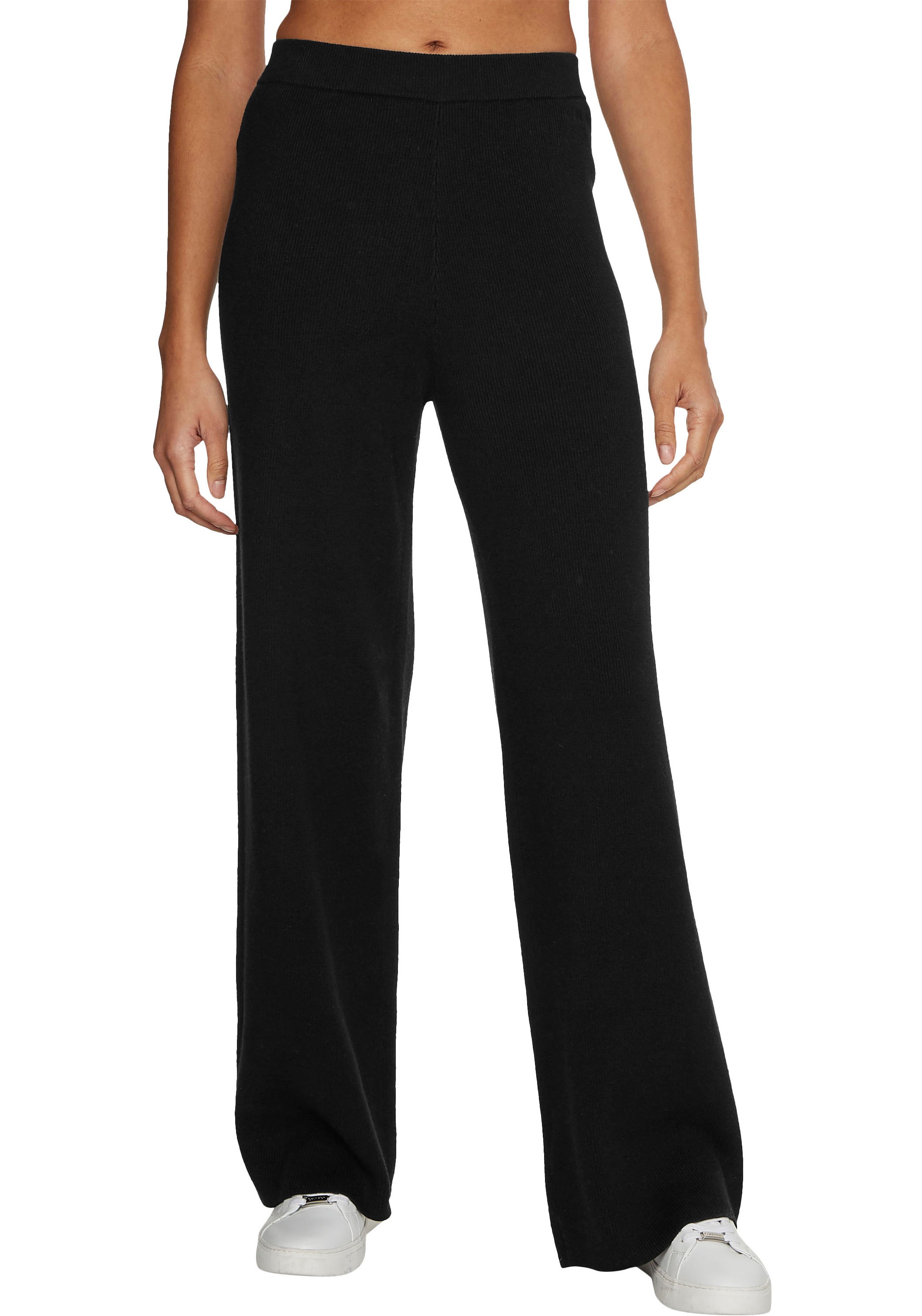 calvin klein -  Jerseyhose "RIB WIDE LEG PANT", in feiner Rippstruktur