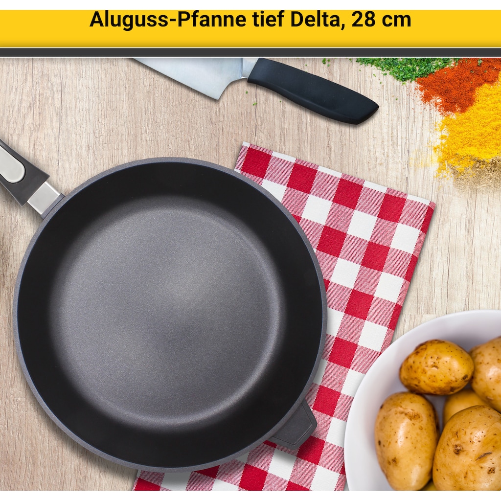 Krüger Bratpfanne »Aluguss Pfanne tief DELTA, 28 cm«, Aluminiumguss, (1 tlg.)