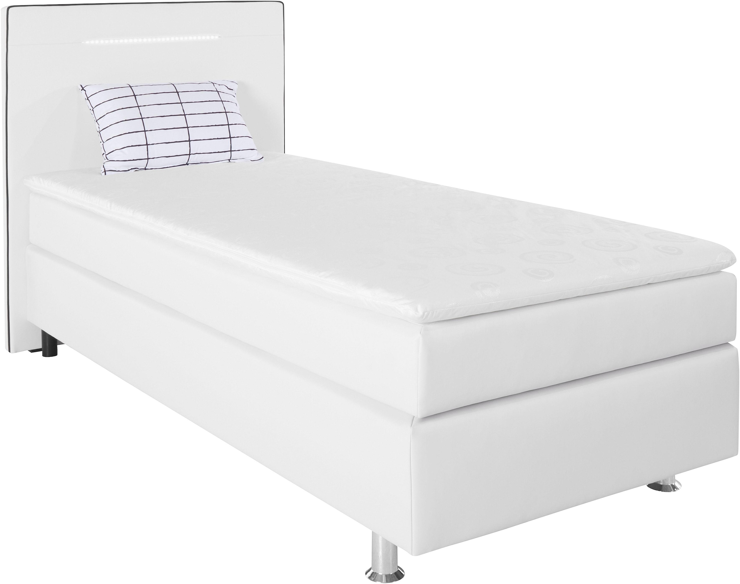 Boxspringbett, inkl. LED-Beleuchtung, Topper und Kissen