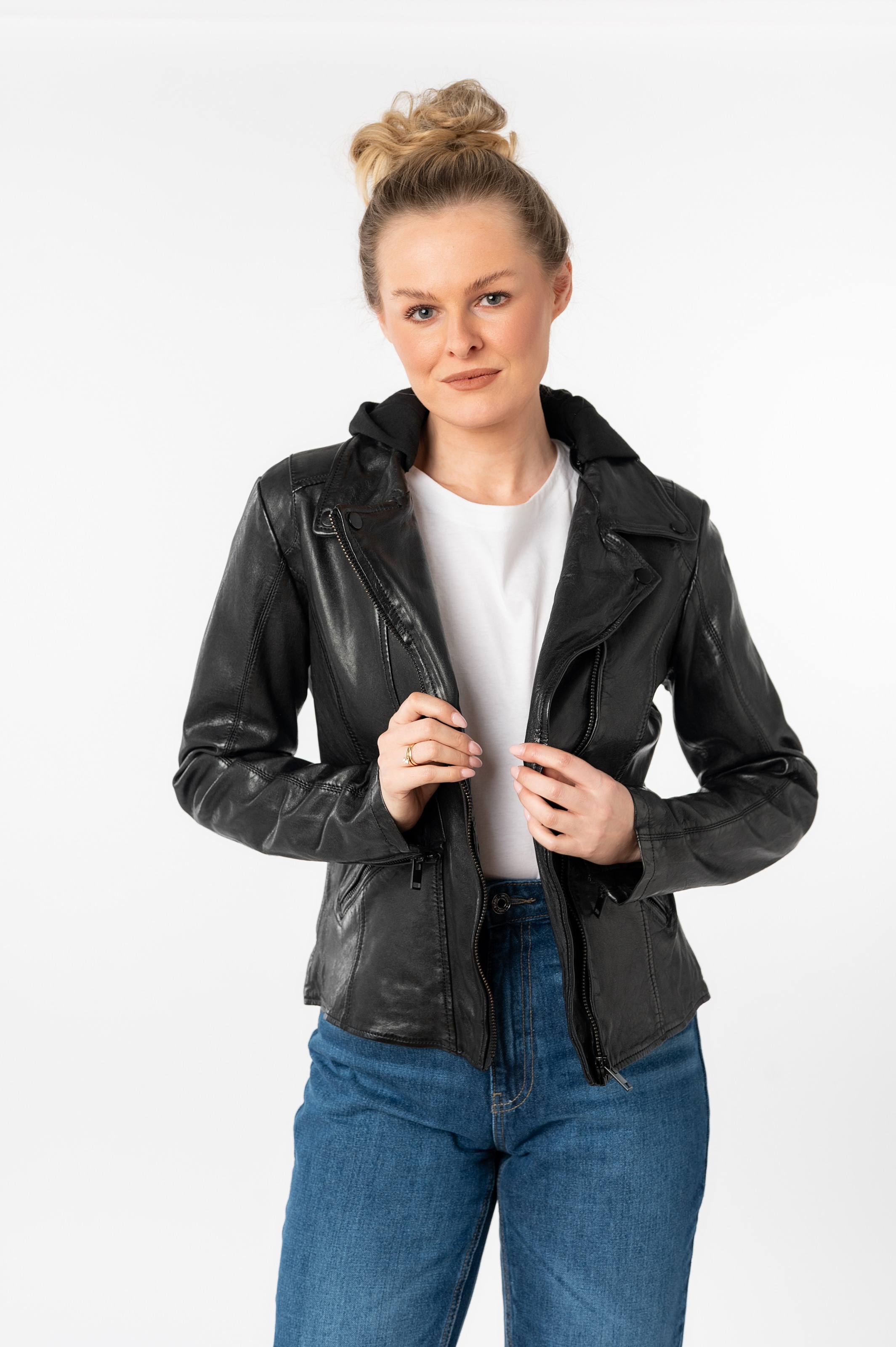 Mauritius Lederjacke "MWTary SF", mit Kapuze, mit Jerseykapuze und Reverskr günstig online kaufen
