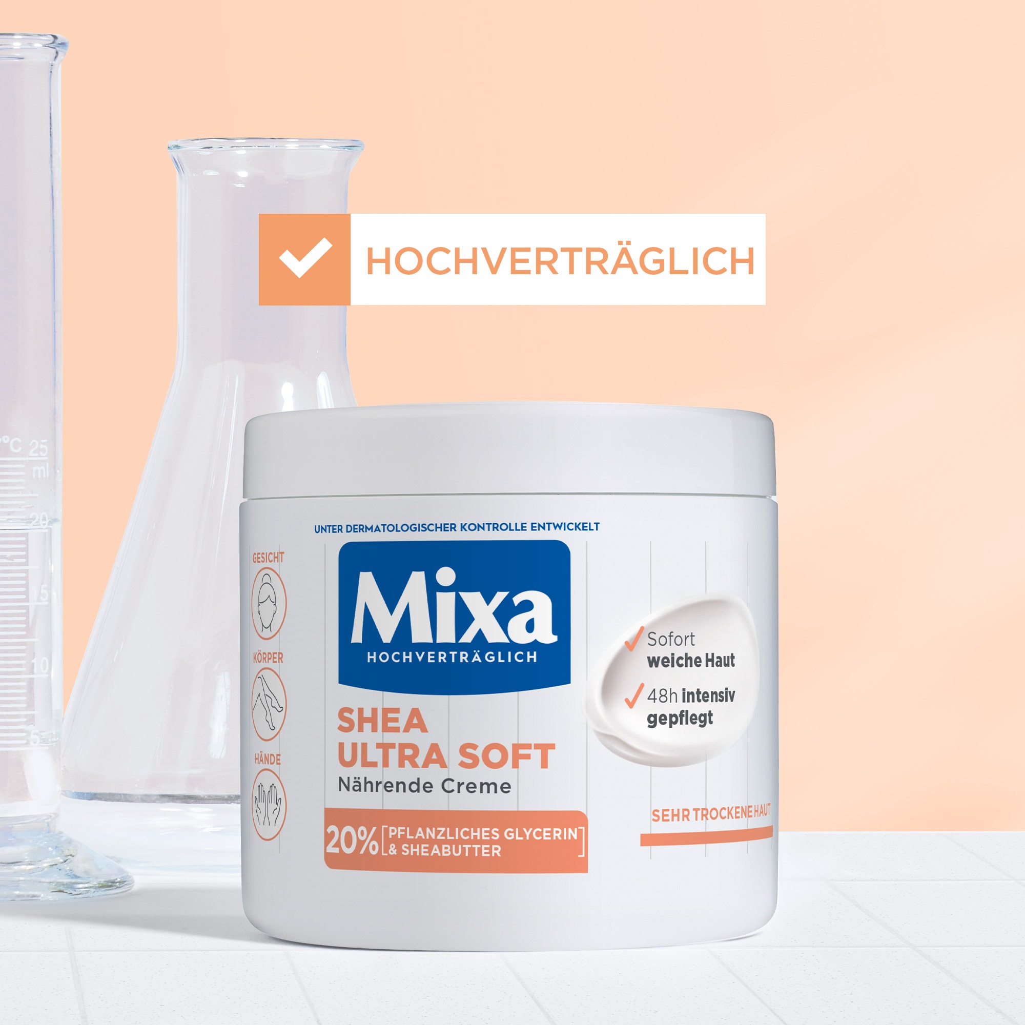 Mixa Körpercreme »Mixa Shea Ultra Soft«, mit hoher Wirksamkeit