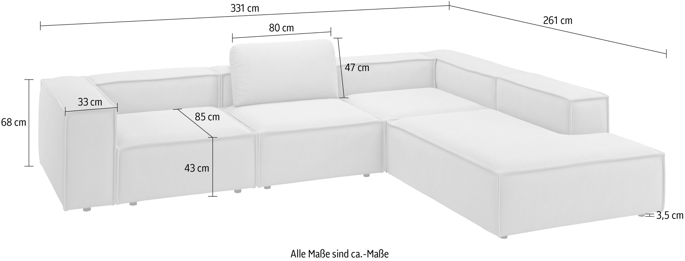 Places of Style Ecksofa »Watertown moderne L-Form«, Breite 311 cm
